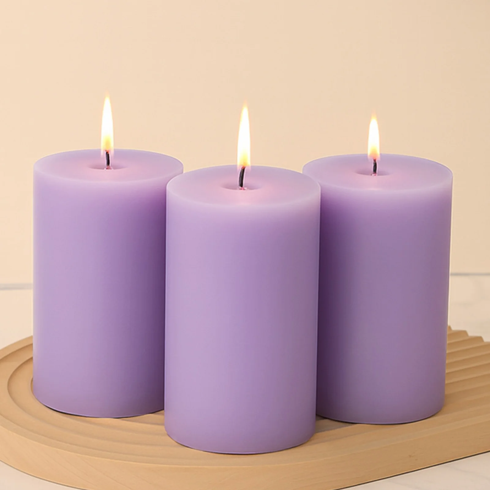 6-Pack Unscented Pillar Candles – Dripless 3"x6" Lavender Lilac Paraffin Wax with Smokeless Cotton Wicks, Clean & Long-Lasting 60-Hour Burn - Image 8