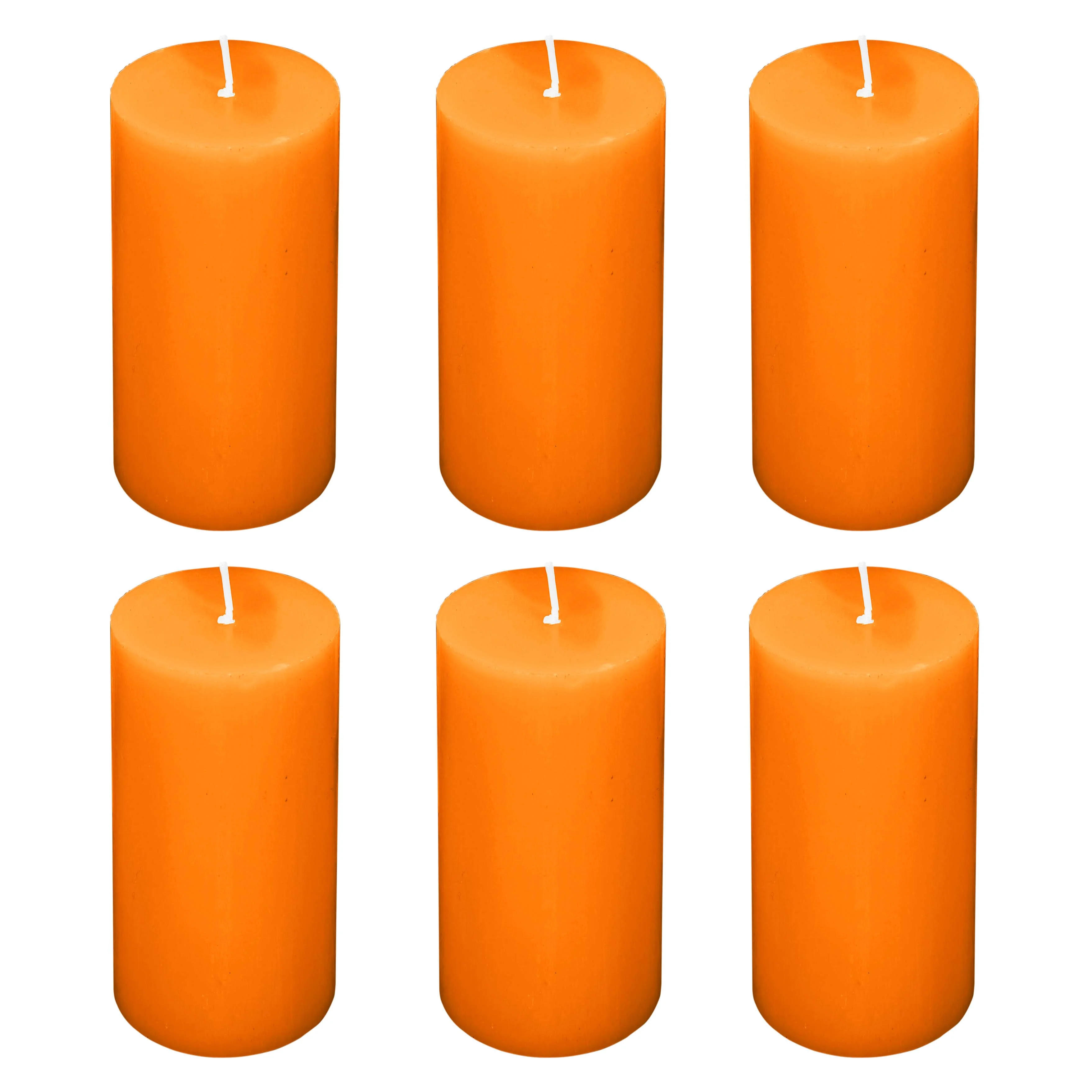 6-Pack Unscented Pillar Candles – Dripless 3"x6" Orange Paraffin Wax with Smokeless Cotton Wicks, Clean & Long-Lasting 60-Hour Burn - Image 7