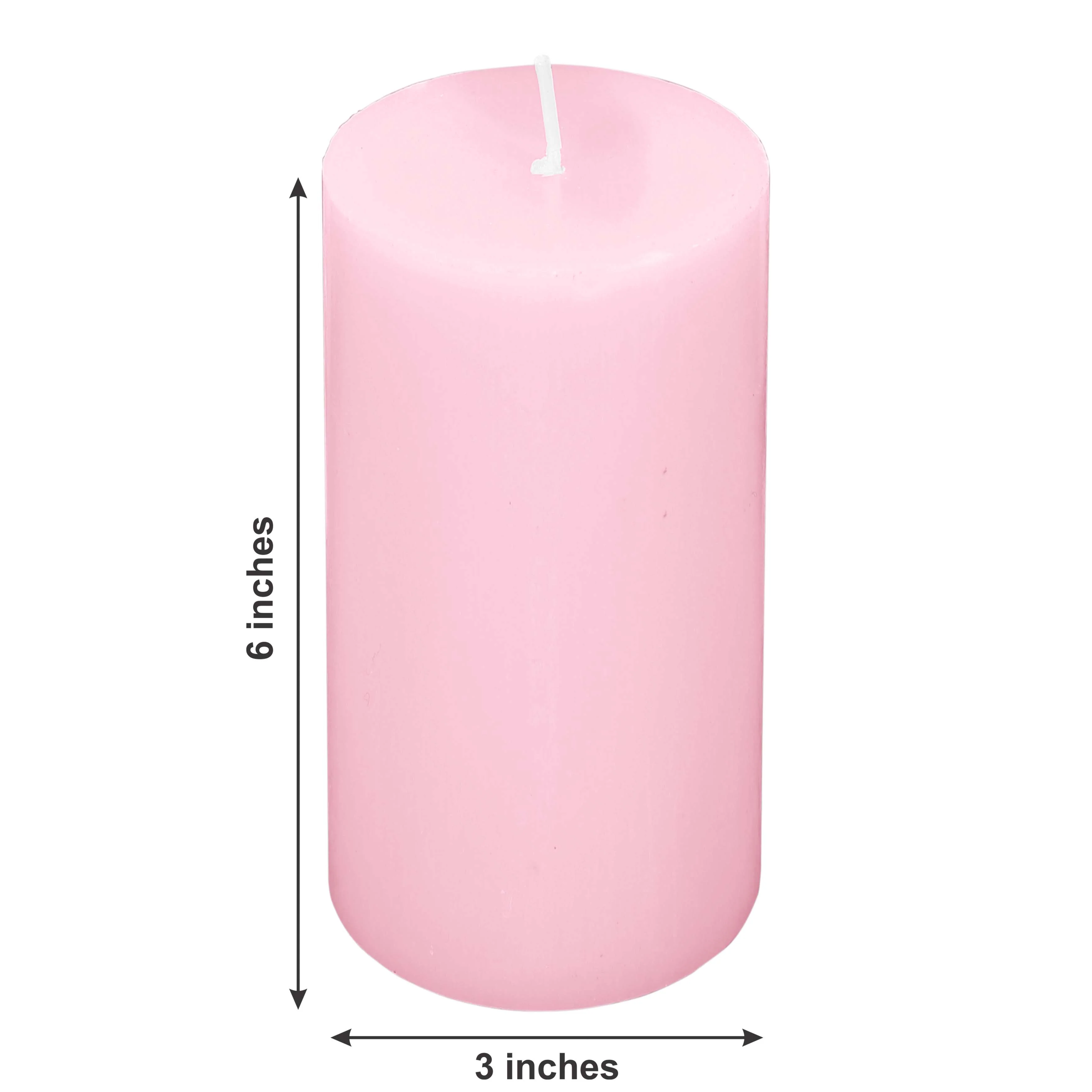 6-Pack Unscented Pillar Candles – Dripless 3"x6" Pink Paraffin Wax with Smokeless Cotton Wicks, Clean & Long-Lasting 60-Hour Burn - Image 3