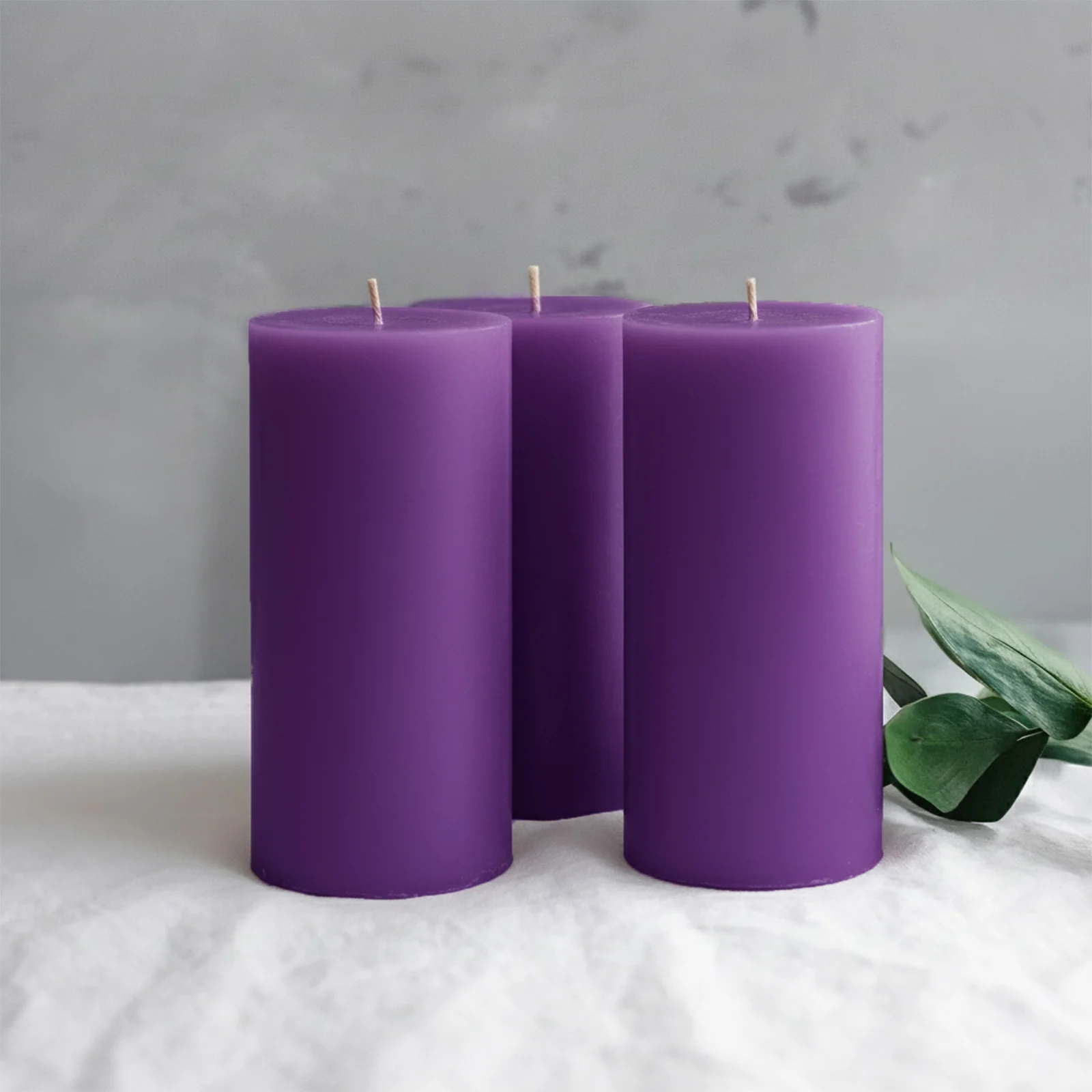 6-Pack Unscented Pillar Candles – Dripless 3"x6" Purple Paraffin Wax with Smokeless Cotton Wicks, Clean & Long-Lasting 60-Hour Burn