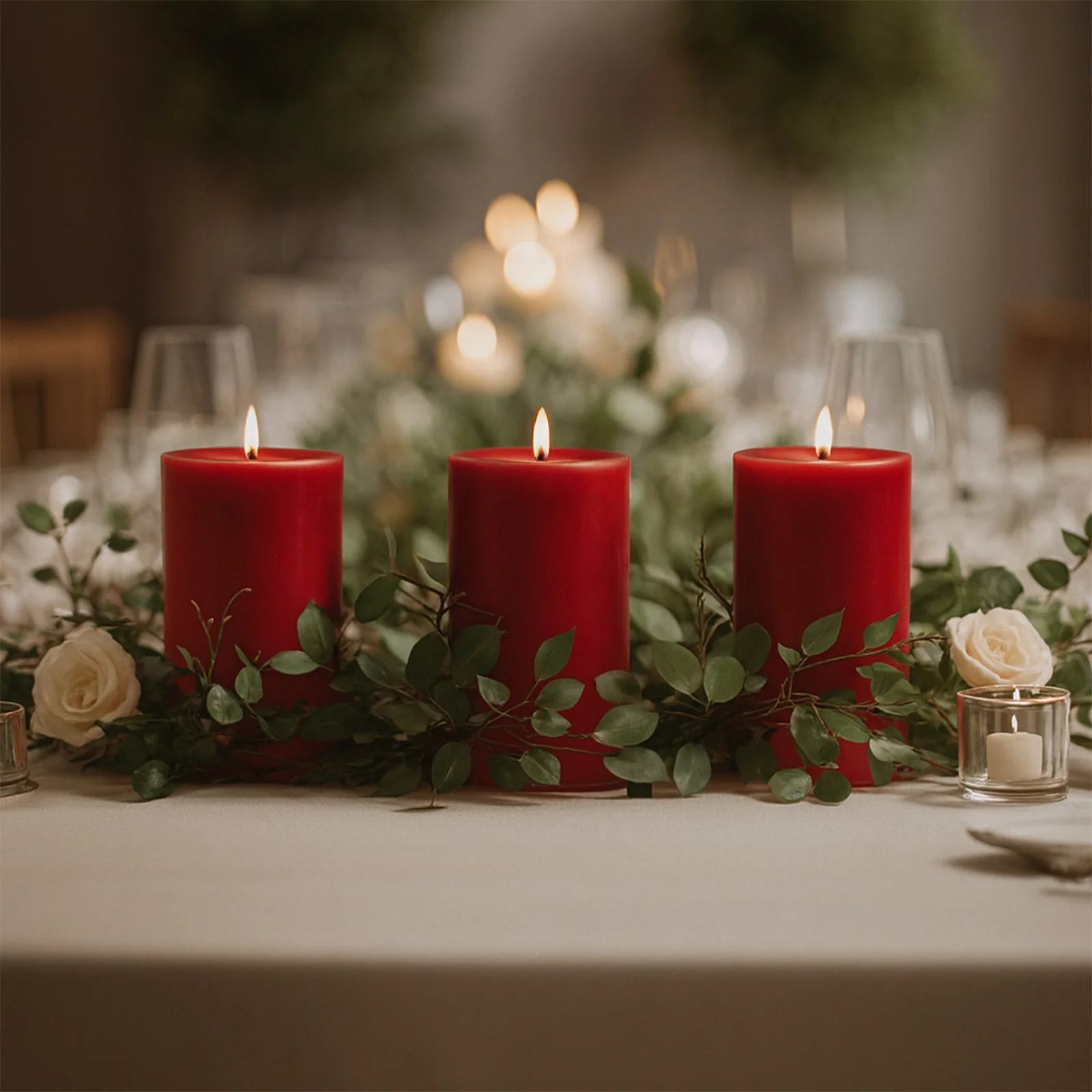 6-Pack Unscented Pillar Candles – Dripless 3"x6" Red Paraffin Wax with Smokeless Cotton Wicks, Clean & Long-Lasting 60-Hour Burn - Image 2