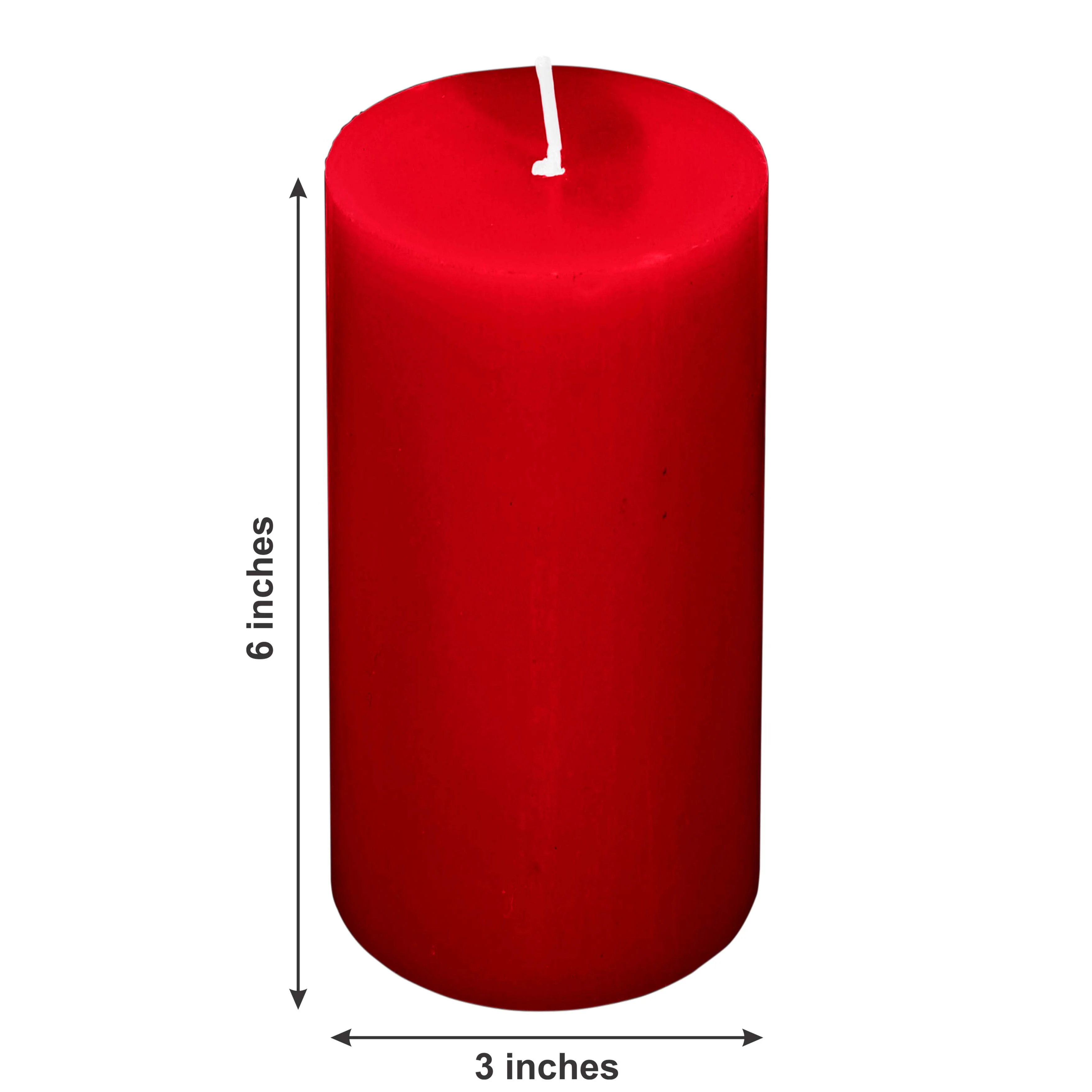 6-Pack Unscented Pillar Candles – Dripless 3"x6" Red Paraffin Wax with Smokeless Cotton Wicks, Clean & Long-Lasting 60-Hour Burn - Image 3