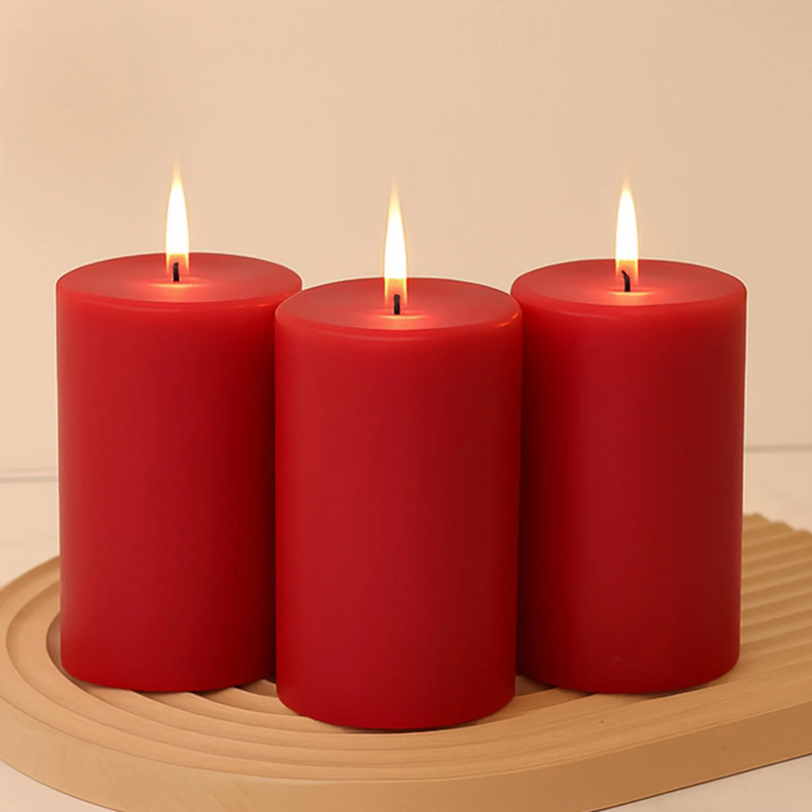 6-Pack Unscented Pillar Candles – Dripless 3"x6" Red Paraffin Wax with Smokeless Cotton Wicks, Clean & Long-Lasting 60-Hour Burn - Image 8