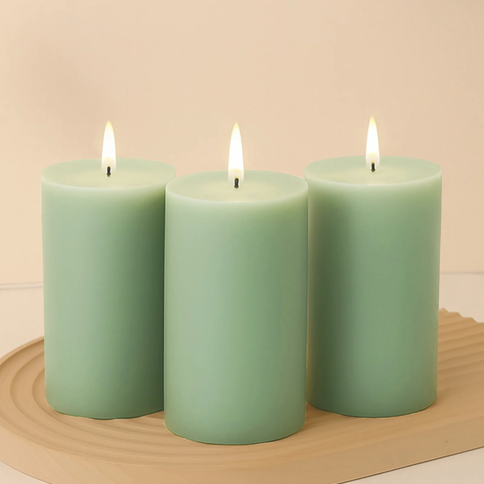 6-Pack Unscented Pillar Candles – Dripless 3"x6" Sage Green Paraffin Wax with Smokeless Cotton Wicks, Clean & Long-Lasting 60-Hour Burn - Image 8