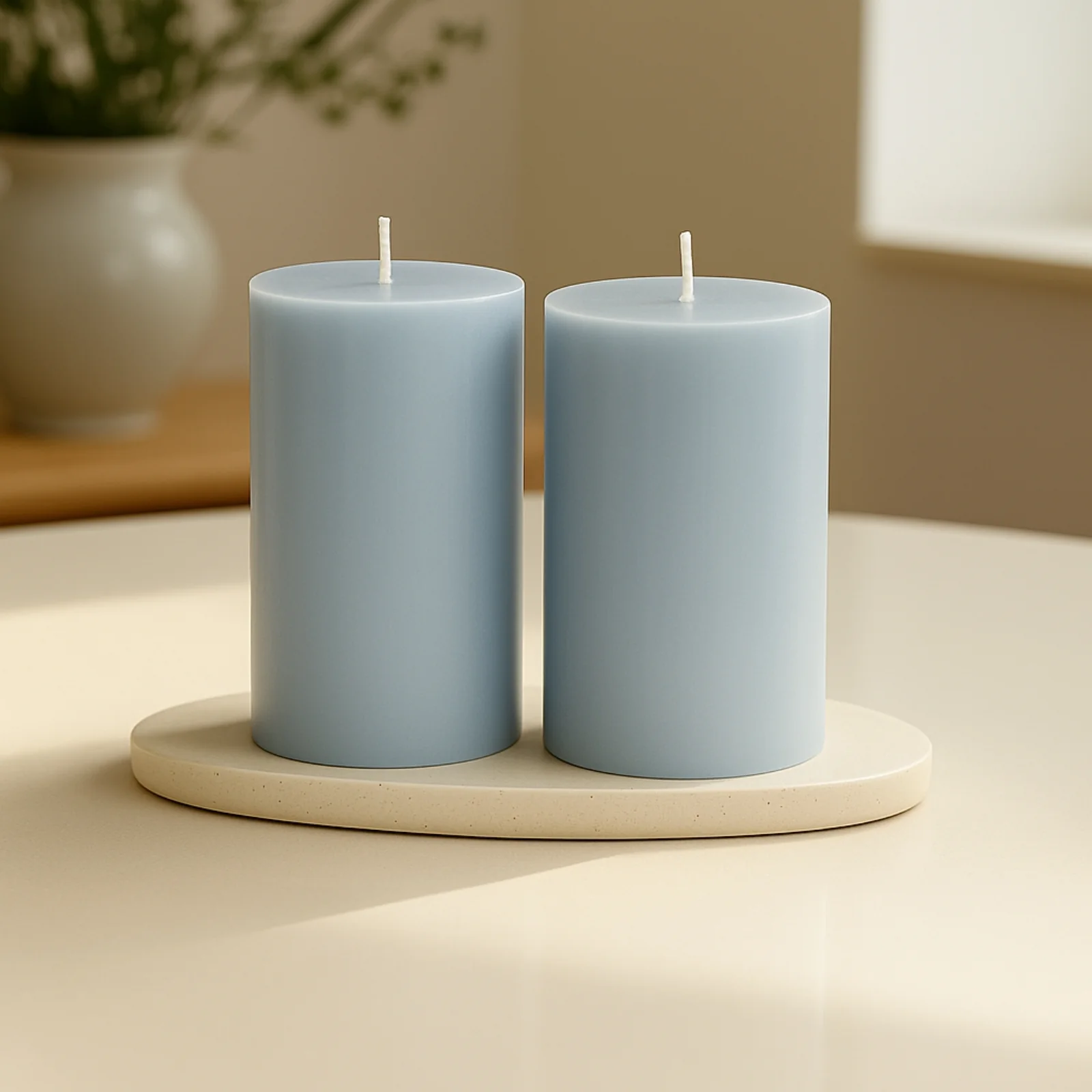 12-Pack Unscented Pillar Candles 3"x6" – Dripless Dusty Blue Paraffin Wax with Smokeless Cotton Wicks for Clean, Long-Lasting Burn