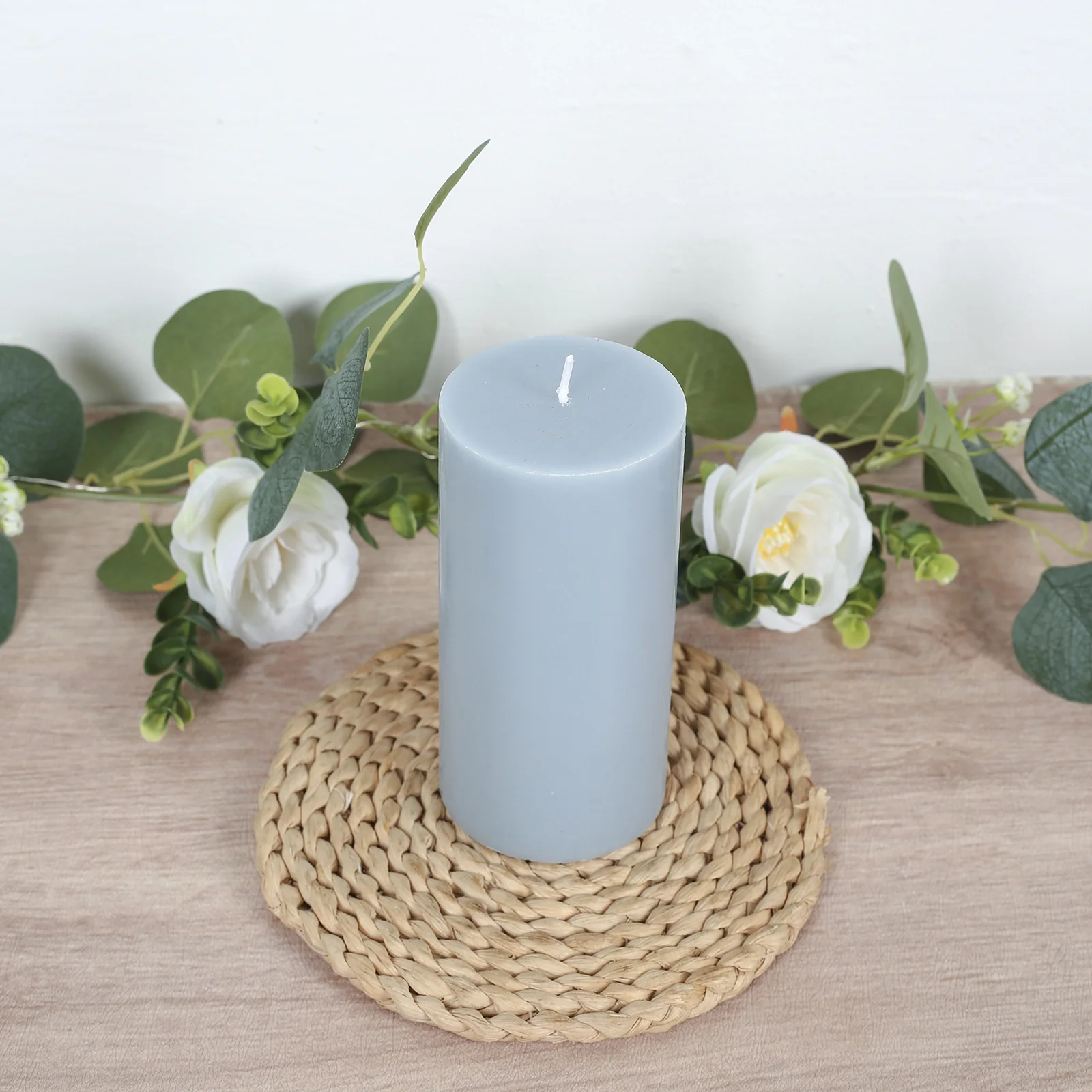 12-Pack Unscented Pillar Candles 3"x6" – Dripless Dusty Blue Paraffin Wax with Smokeless Cotton Wicks for Clean, Long-Lasting Burn - Image 9