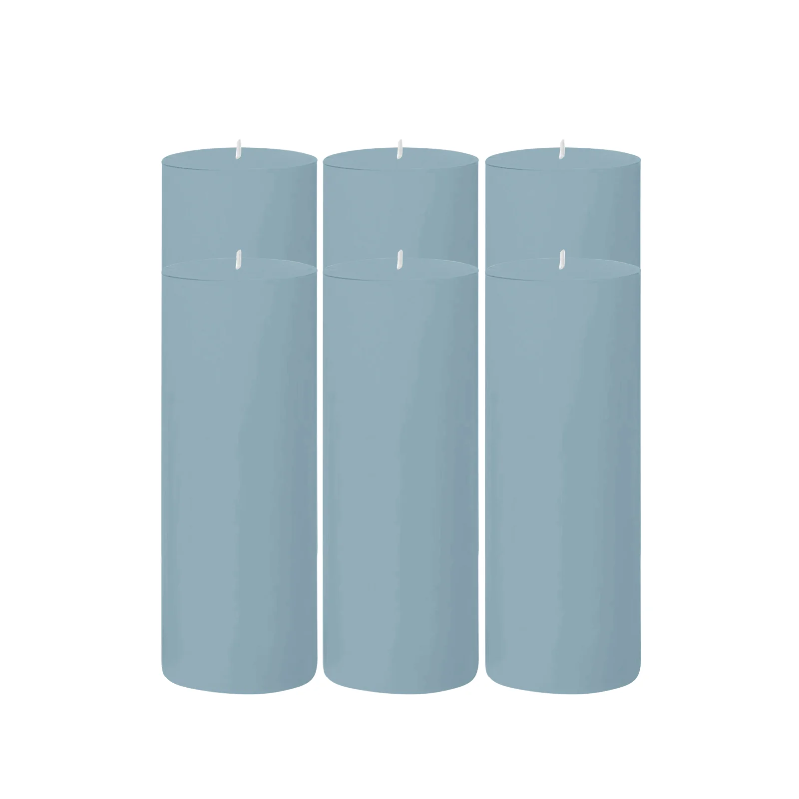 6-Pack Unscented Pillar Candles – Dripless 3"x9" Dusty Blue Paraffin Wax with Smokeless Cotton Wicks, Clean & Long-Lasting 90-Hour Burn - Image 6