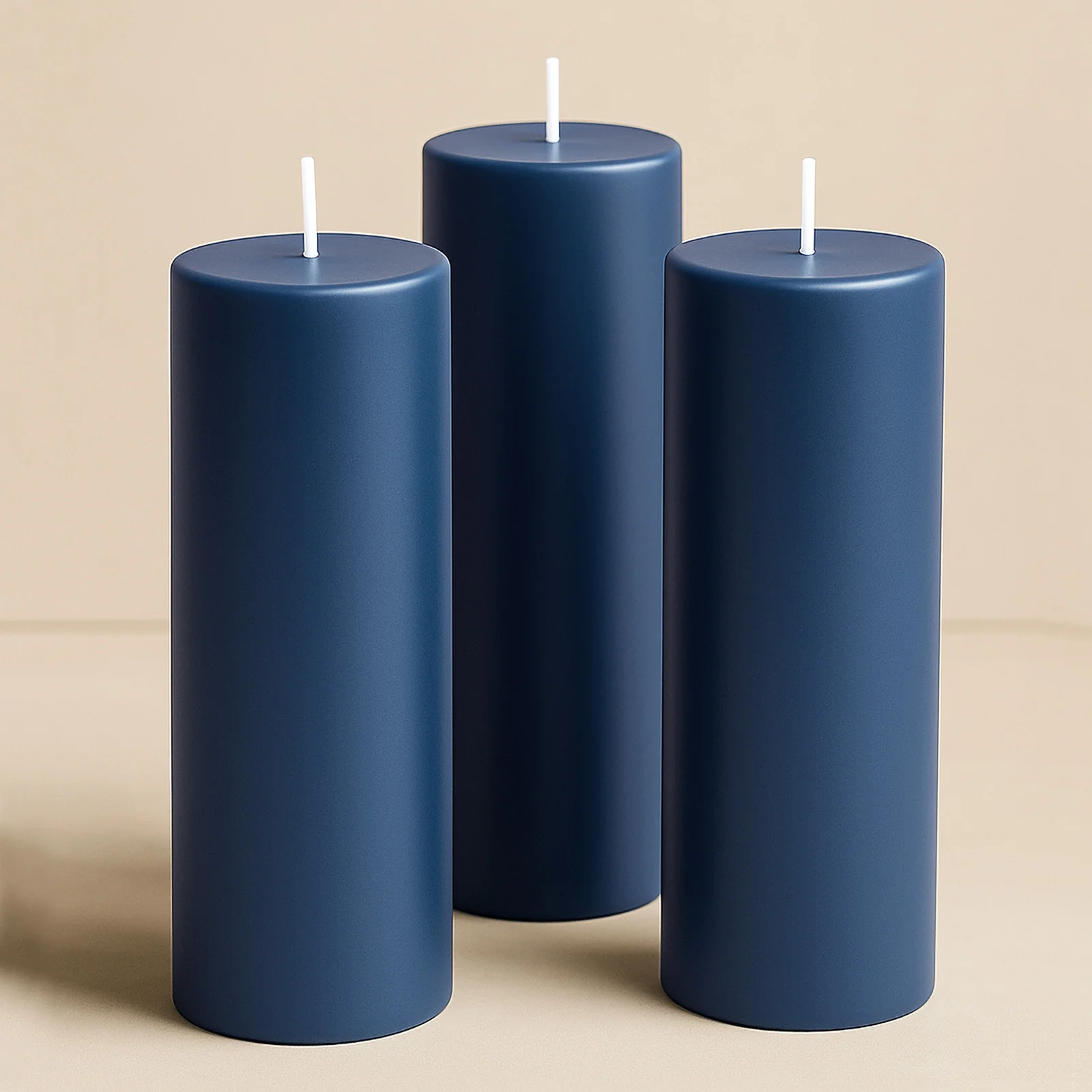 6-Pack Unscented Pillar Candles – Dripless 3"x9" Navy Blue Paraffin Wax with Smokeless Cotton Wicks, Clean & Long-Lasting 90-Hour Burn - Image 8