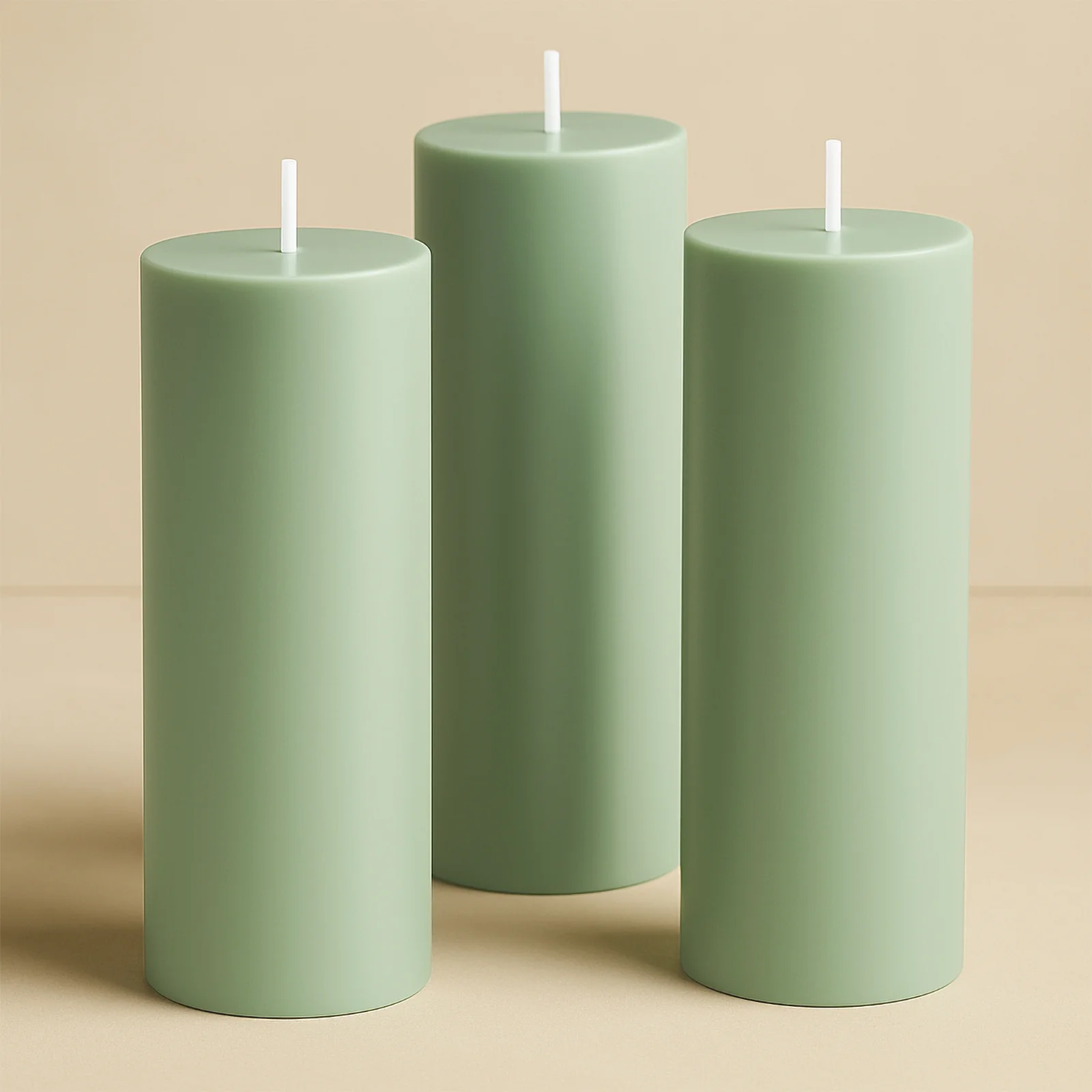 6-Pack Unscented Pillar Candles – Dripless 3"x9" Sage Green Paraffin Wax with Smokeless Cotton Wicks, Clean & Long-Lasting 90-Hour Burn - Image 8