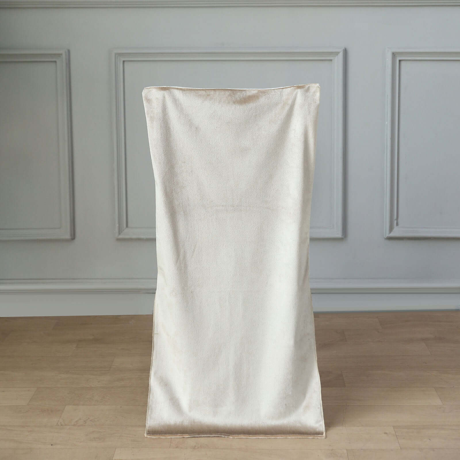 Velvet Chiavari Chair Back Slipcover Champagne - Smooth Solid Back Chair Cover Cap - Image 3