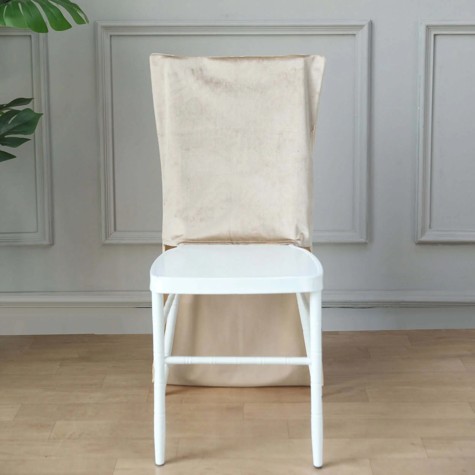 Velvet Chiavari Chair Back Slipcover Champagne - Smooth Solid Back Chair Cover Cap - Image 5
