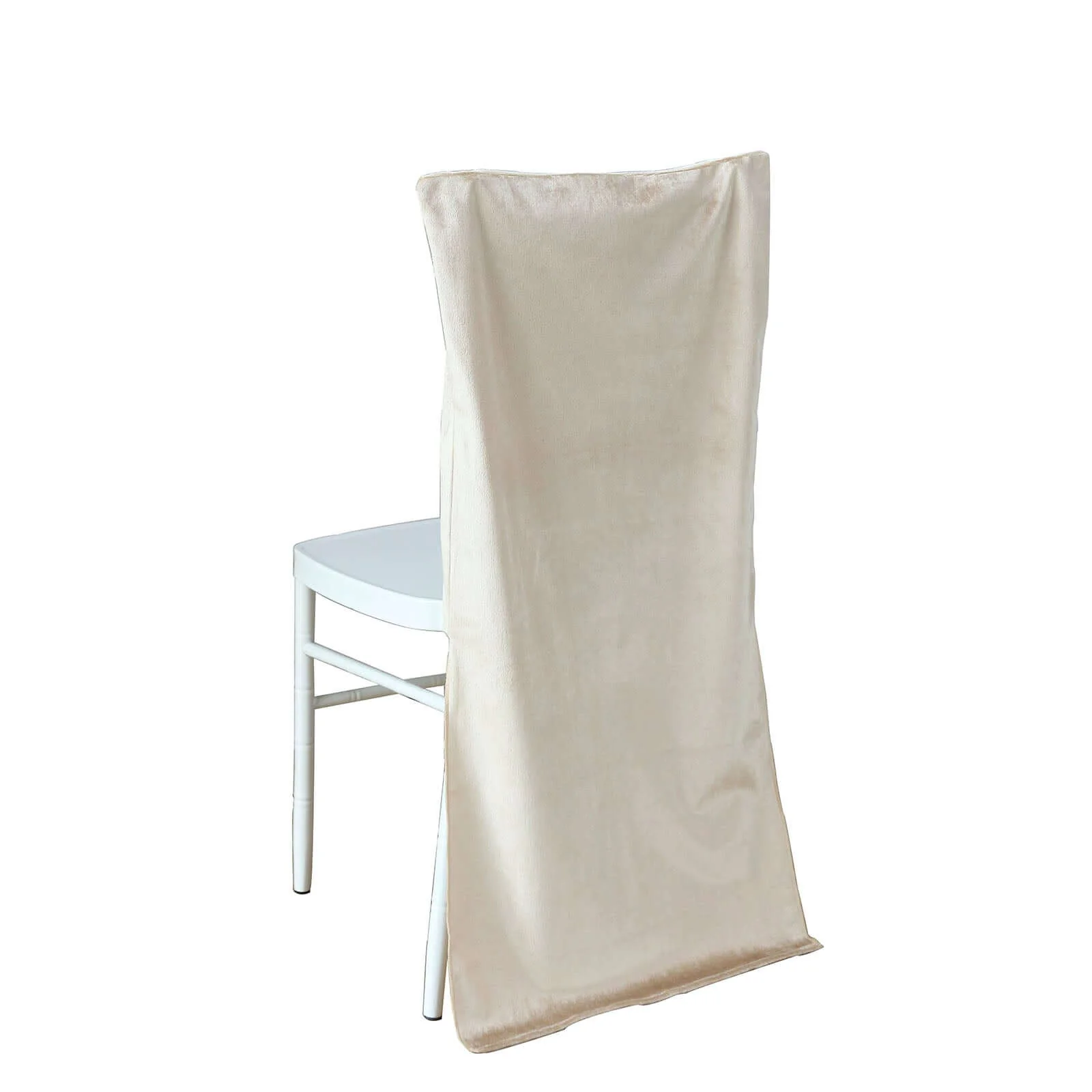 Velvet Chiavari Chair Back Slipcover Champagne - Smooth Solid Back Chair Cover Cap - Image 7
