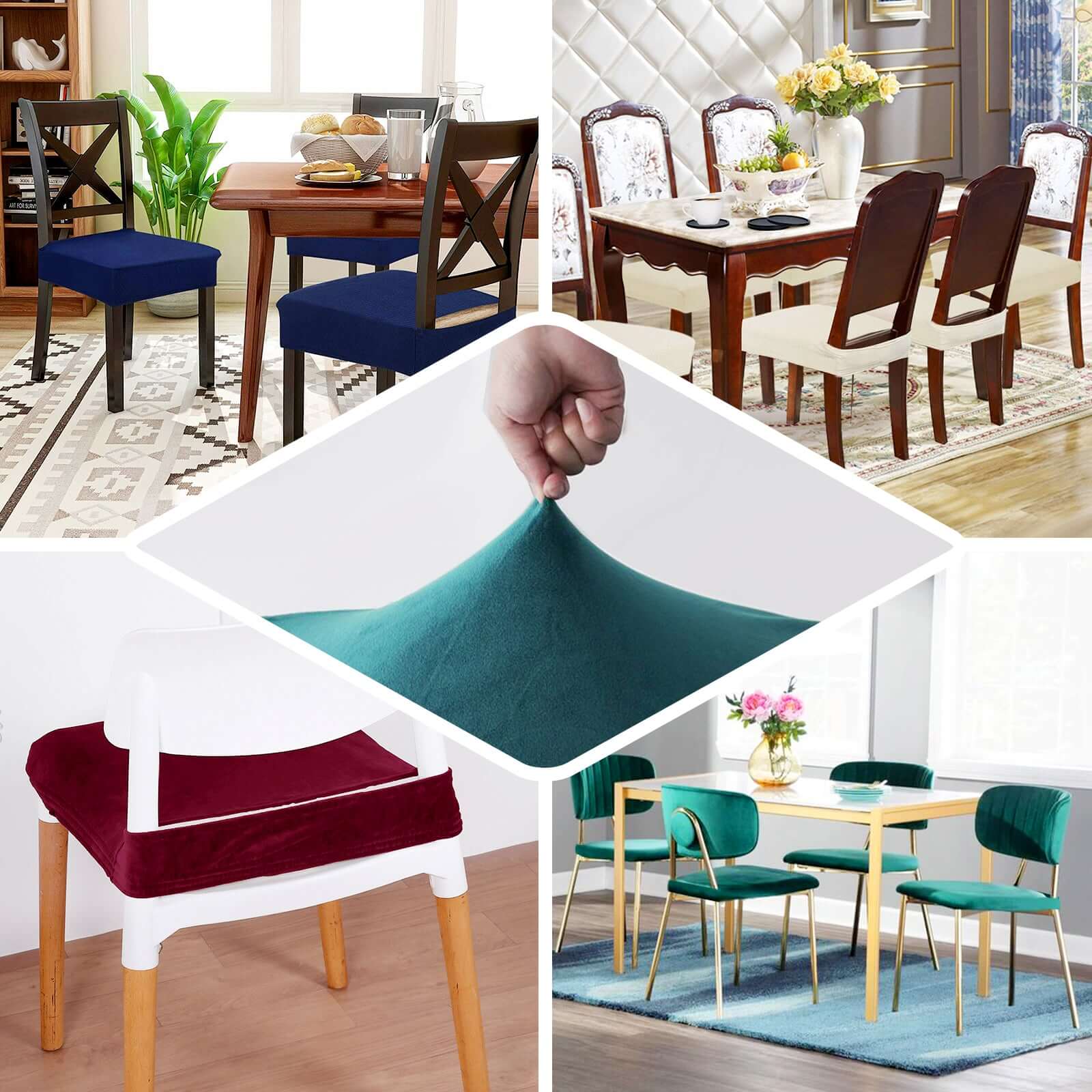 Velvet Dining Chair Seat Cover Black Stretch with Tie - Stylish Cushion Protector for Sophisticated Events - Image 5