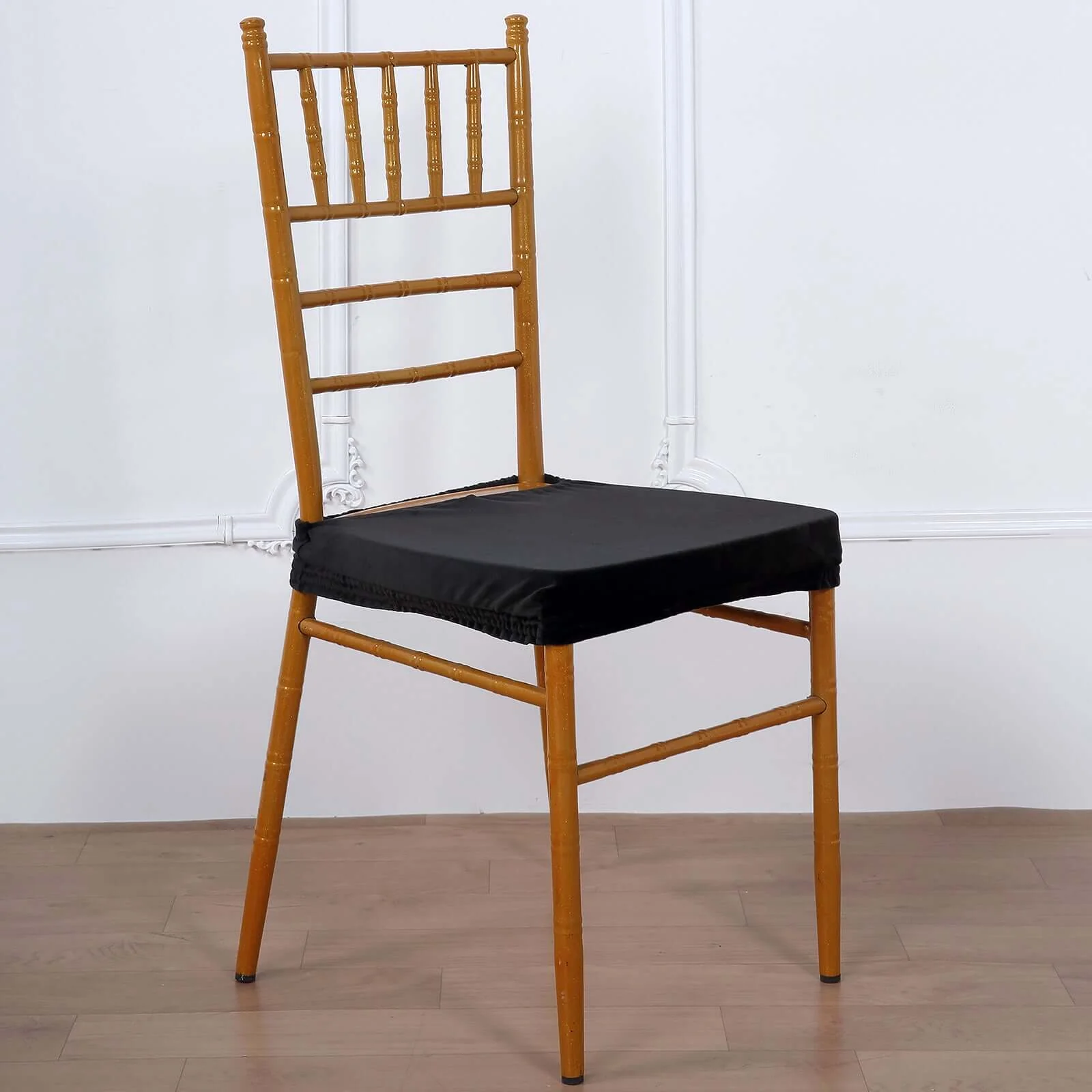 Velvet Dining Chair Seat Cover Black Stretch with Tie - Stylish Cushion Protector for Sophisticated Events - Image 9