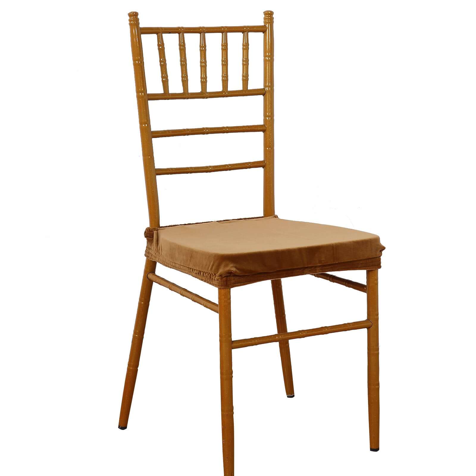 Velvet Dining Chair Seat Cover Gold Stretch with Tie - Stylish Cushion Protector for Sophisticated Events - Image 6
