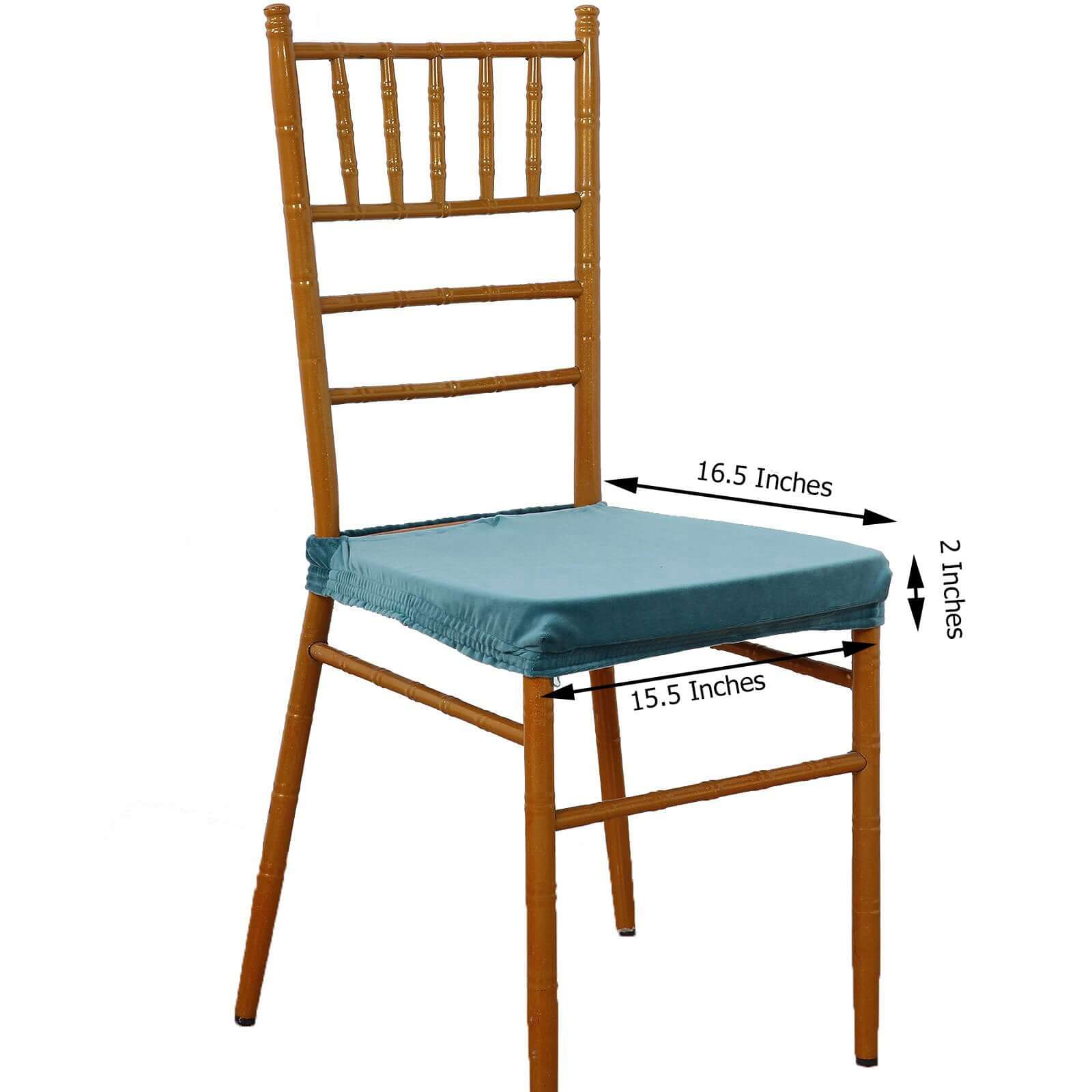 Velvet Dining Chair Seat Cover Teal Stretch with Tie - Stylish Cushion Protector - Image 3