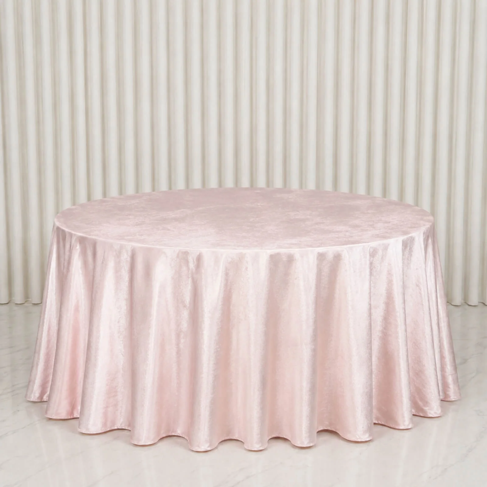 Premium Velvet Round Tablecloth 132" Blush - Soft & Reusable Table Cover