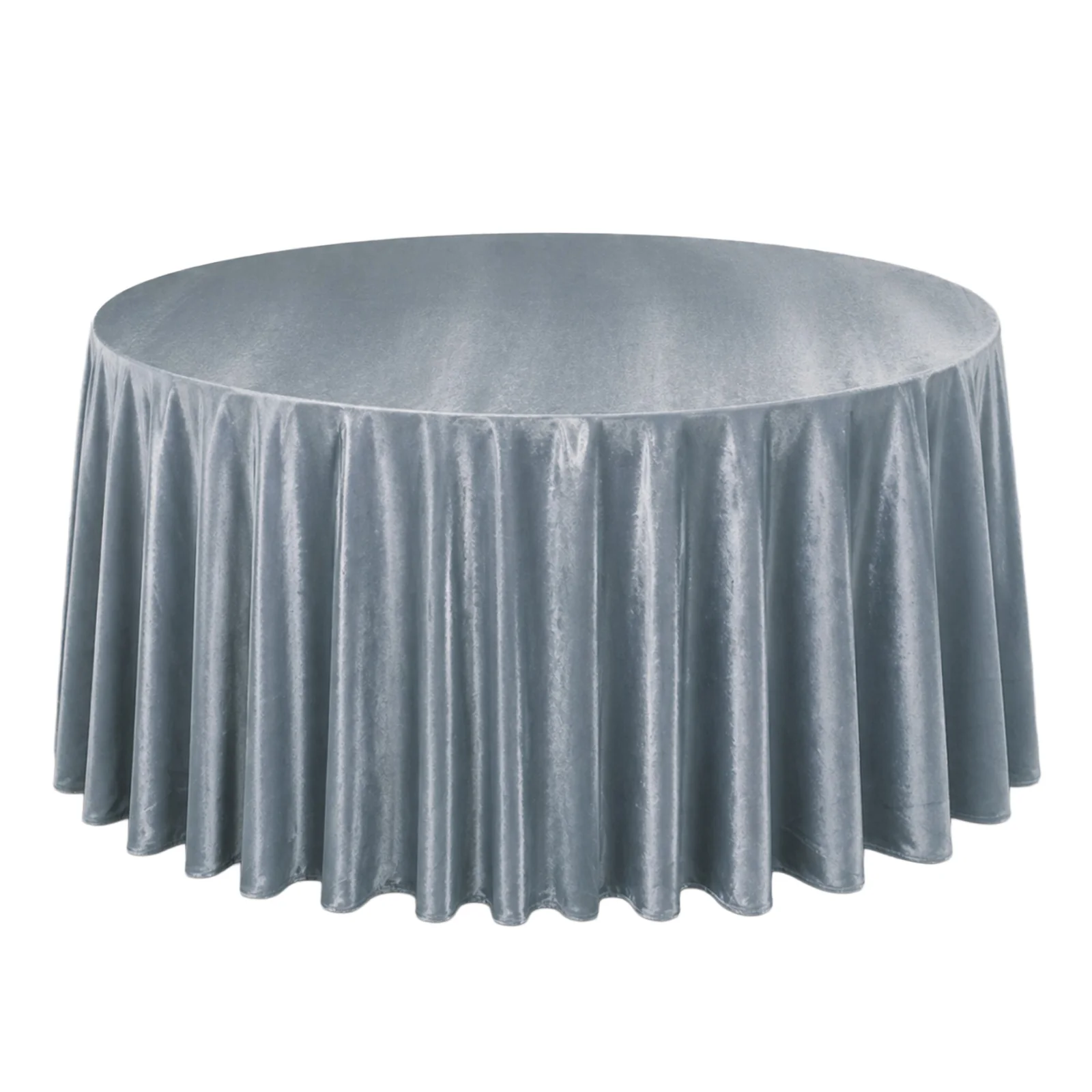 Premium Velvet Round Tablecloth 132" Dusty Blue - Soft & Reusable Table Cover - Image 3