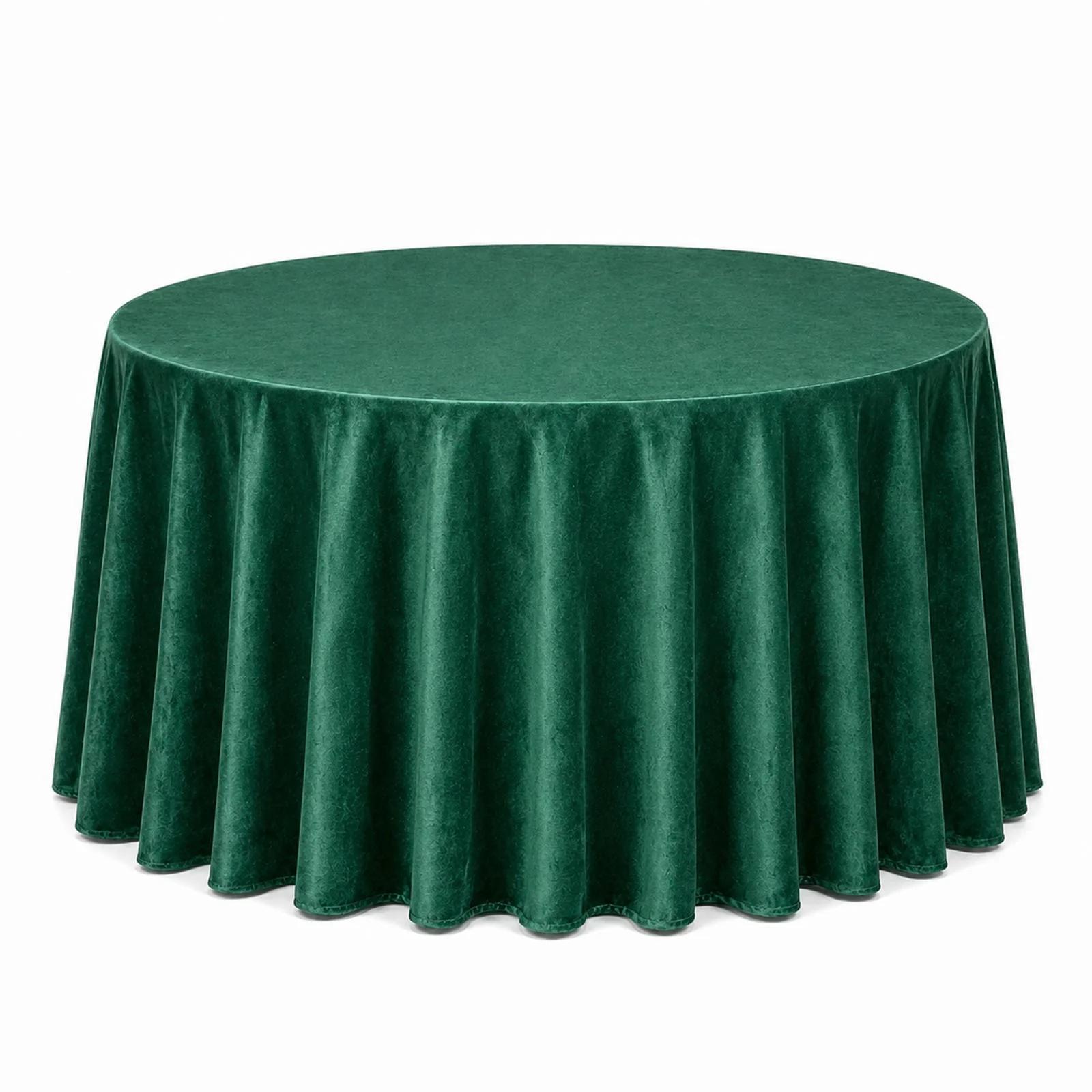 Premium Velvet Round Tablecloth 132" Hunter Emerald Green - Soft & Reusable Table Cover - Image 3