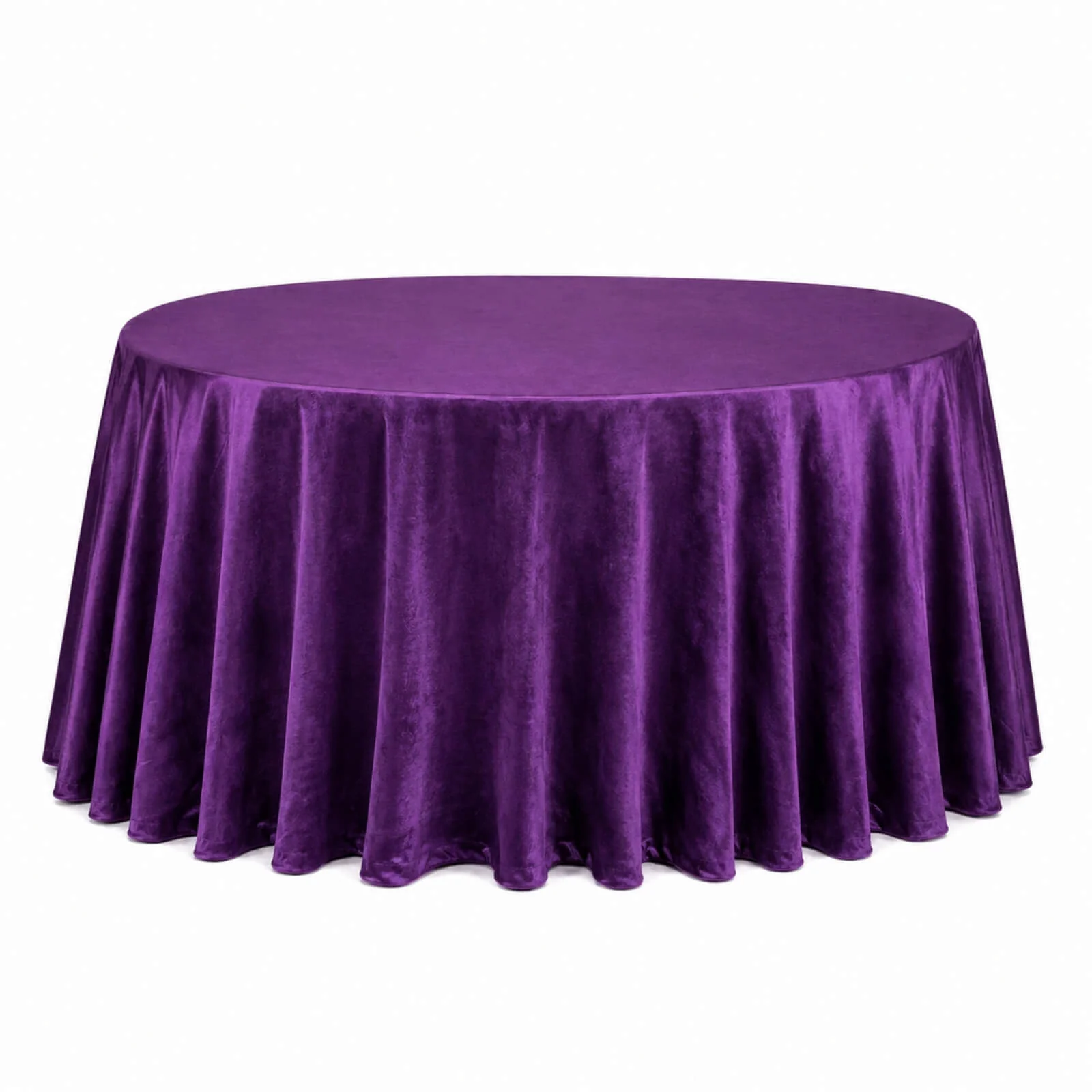 Premium Velvet Round Tablecloth 132" Purple - Soft & Reusable Table Cover - Image 2