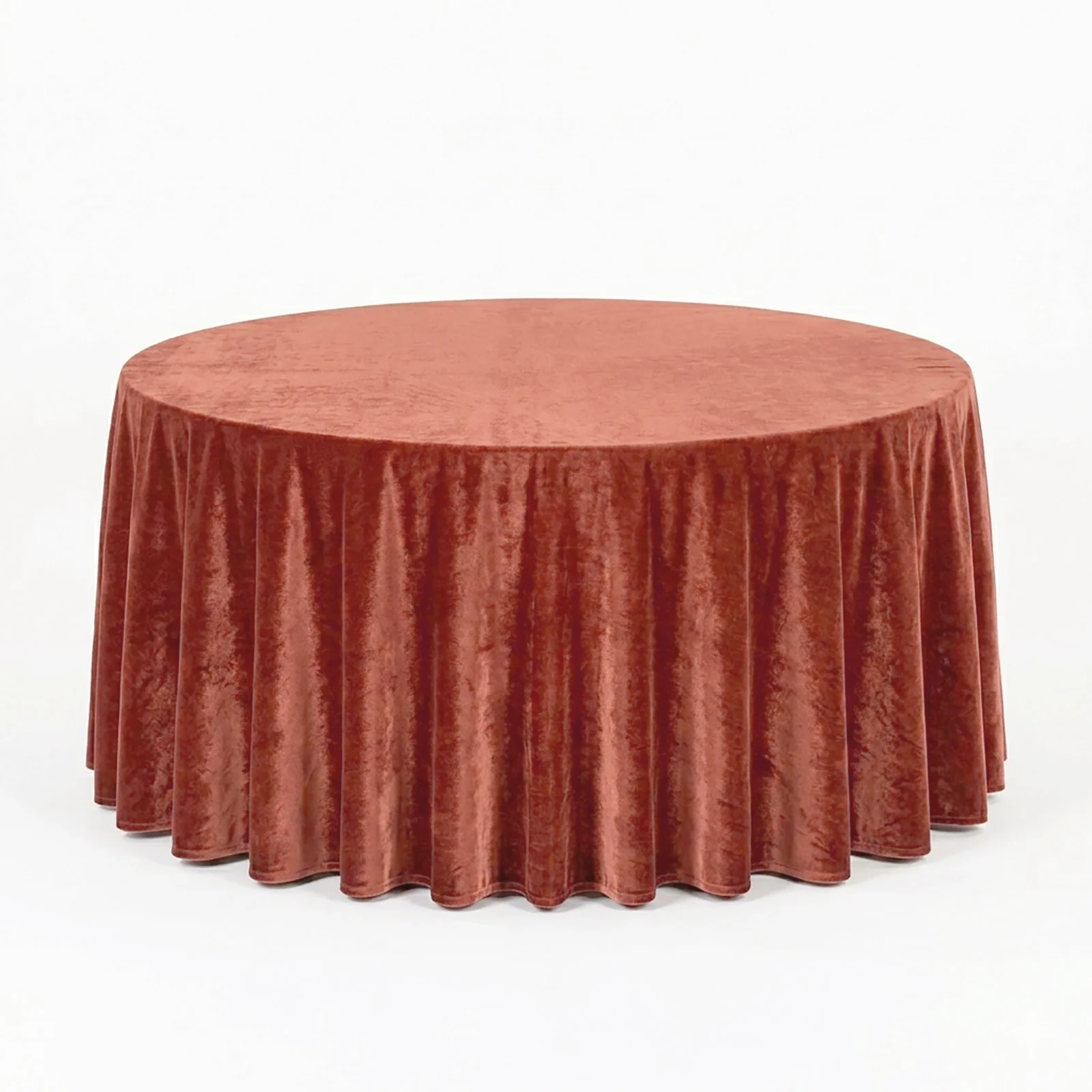 Premium Velvet Round Tablecloth 132" Terracotta (Rust) - Soft & Reusable Table Cover - Image 3