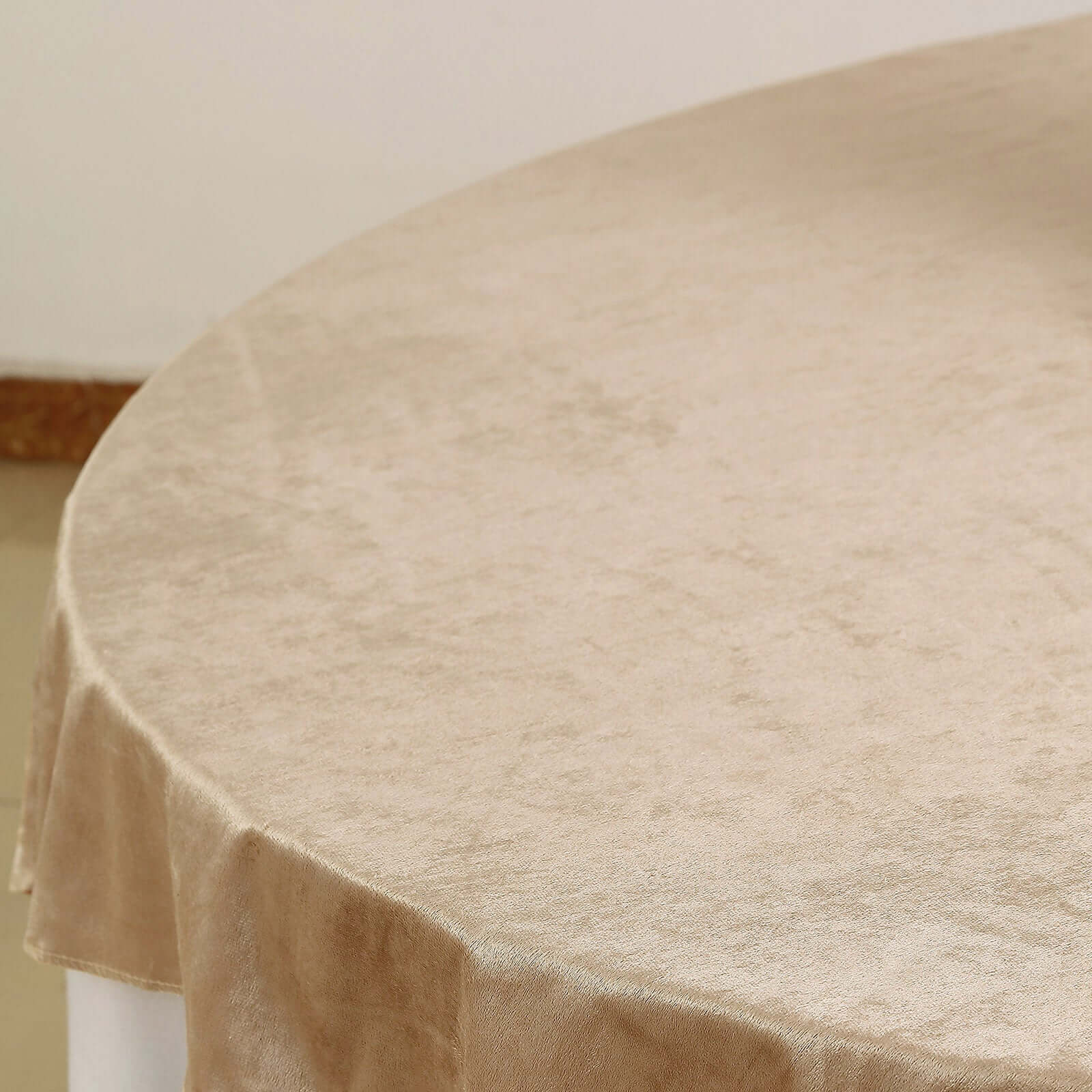 Velvet Table Overlay 72"x72" Champagne - Soft Finish Tablecloth Topper - Image 2