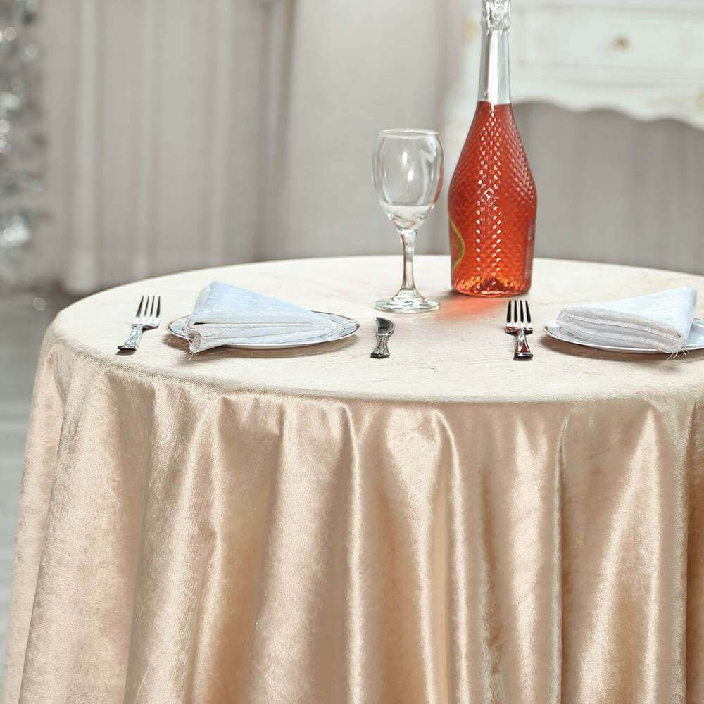 Velvet Table Overlay 72"x72" Champagne - Soft Finish Tablecloth Topper - Image 7