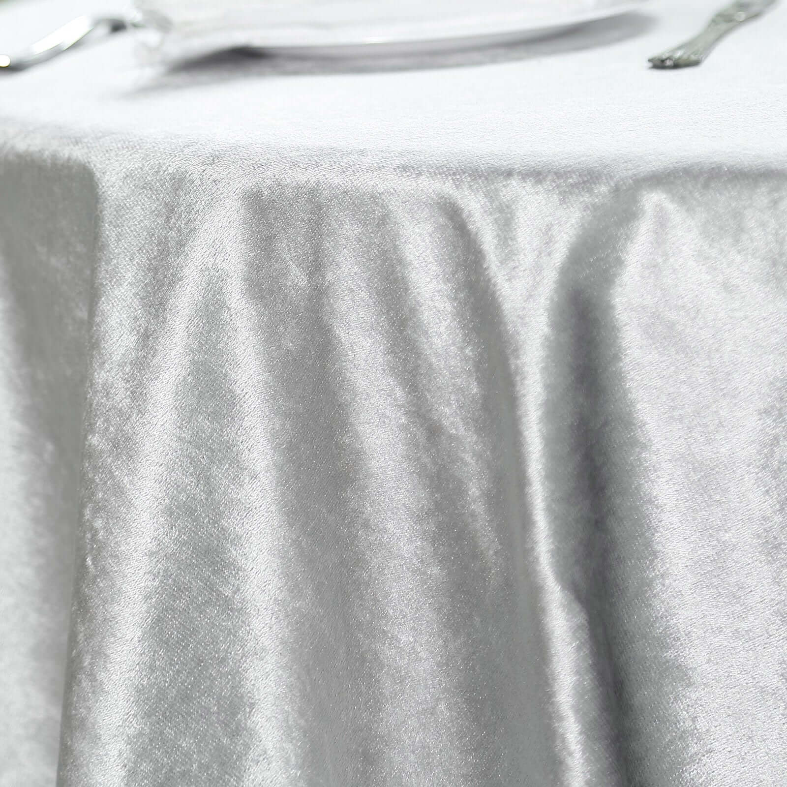 Velvet Table Overlay 72"x72" Silver - Soft Finish, Luxurious Accent for Upscale Settings - Image 6