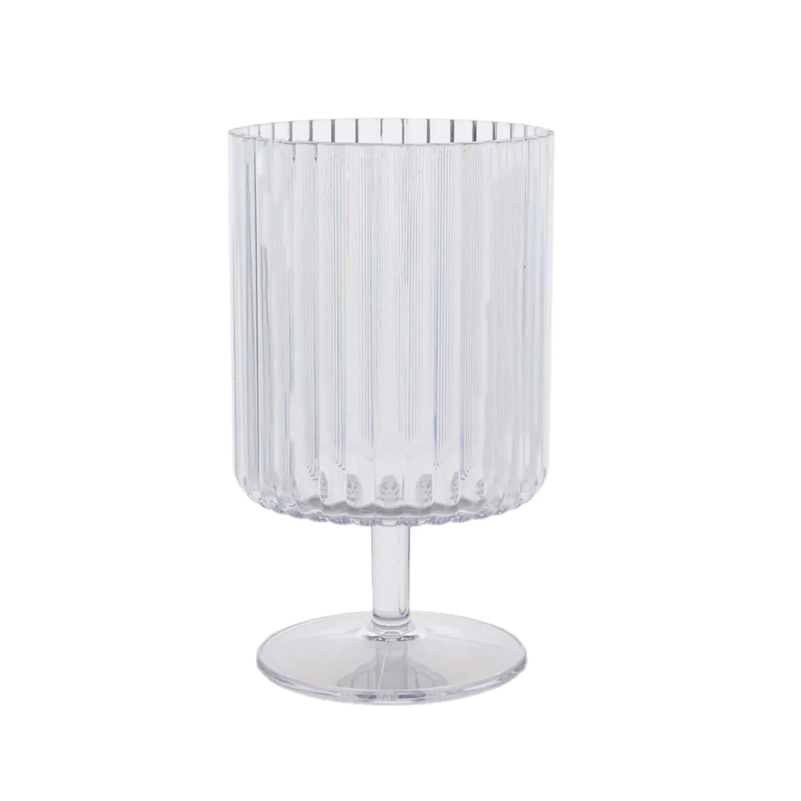 12-Pack Clear Plastic Wine Glasses 12oz, Vintage Ribbed Pattern Short Stemmed - Reusable Shatterproof Goblets - Image 5