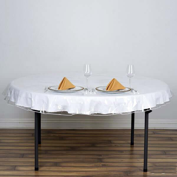 Vinyl Tablecloth 70" Clear Eco-Friendly Round - PVC Waterproof Cover 10 Mil Thick - Image 2
