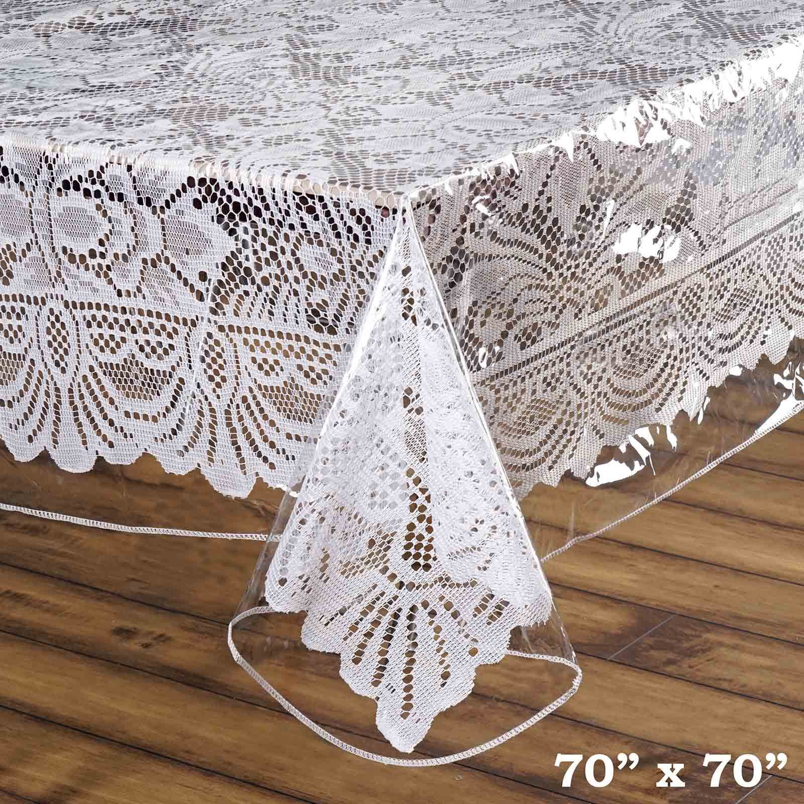 Vinyl Tablecloth 70"x70" Clear Eco-Friendly Square - PVC Waterproof Cover 10 Mil Thick - Image 3