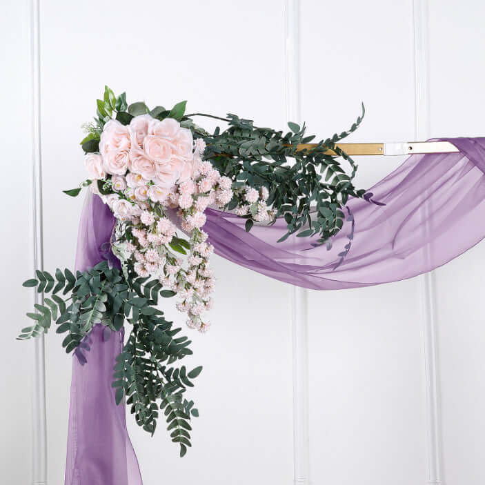 Violet Amethyst Sheer Organza Wedding Arch Draping Fabric, Long Curtain Backdrop Window Scarf Valance 18ft - Image 5