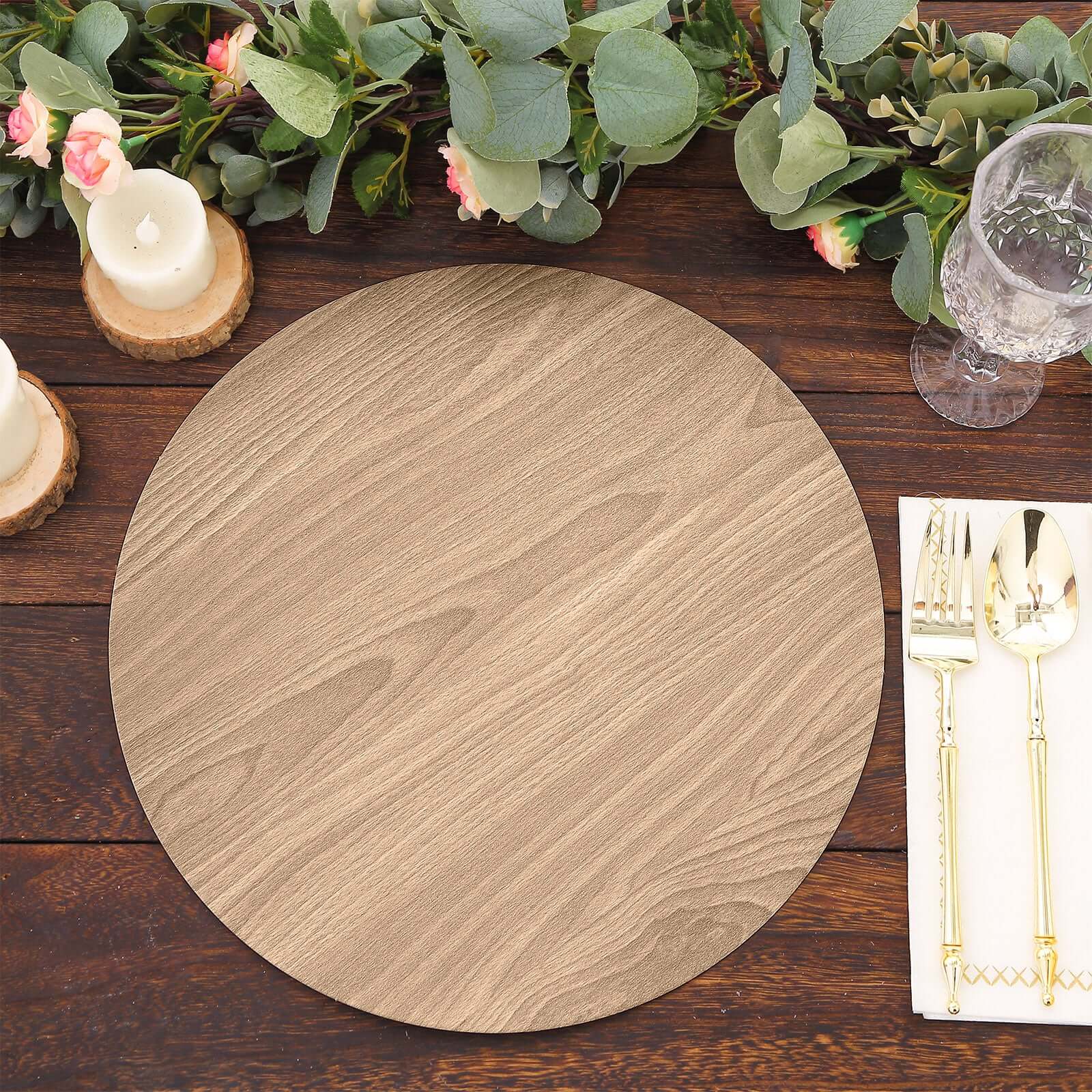 6-Pack Disposable Table Placemats 13" Natural with Walnut Wood Design - Cardboard Placemats for Rustic & Farmhouse Table Settings - Image 8