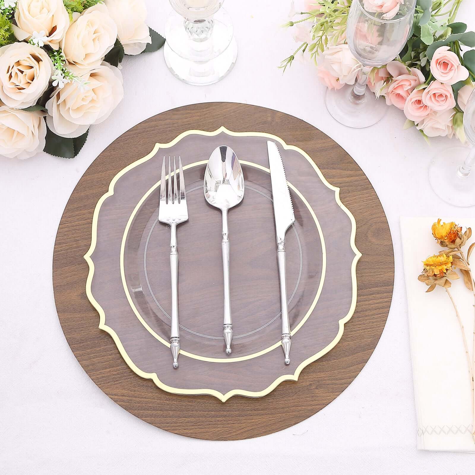 6-Pack Disposable Table Placemats 13" Brown with Walnut Wood Design - Cardboard Placemats for Rustic & Farmhouse Table Settings - Image 4