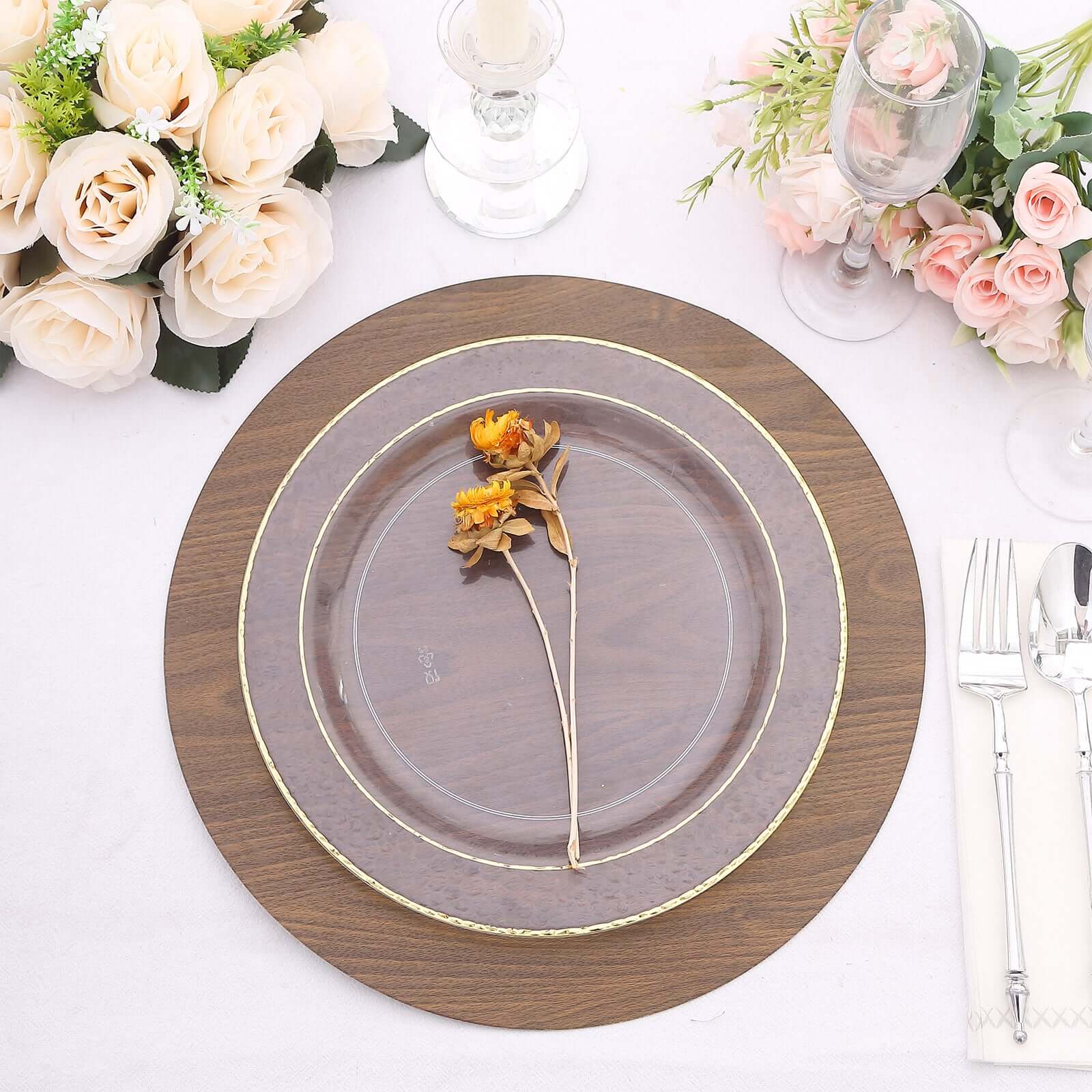 6-Pack Disposable Table Placemats 13" Brown with Walnut Wood Design - Cardboard Placemats for Rustic & Farmhouse Table Settings - Image 8