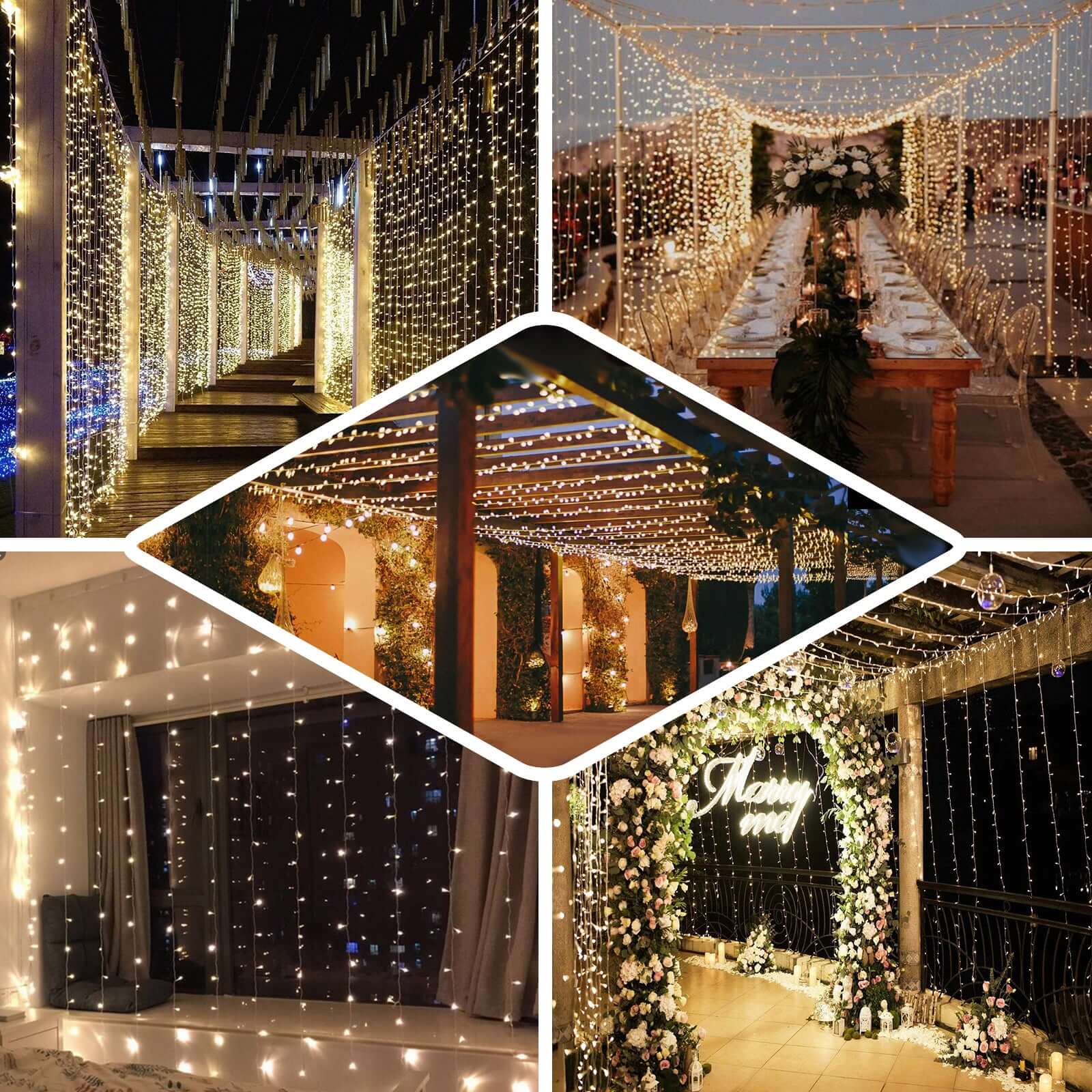 Warm White 300 LED Icicle Curtain String Lights 10ft with 8 Modes & Inline Memory Controller - Image 5