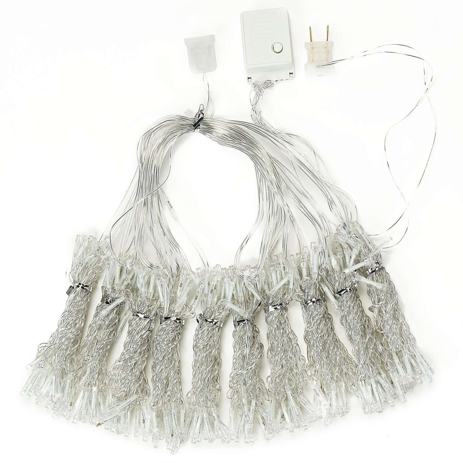 Warm White 300 LED Icicle Curtain String Lights 10ft with 8 Modes & Inline Memory Controller - Image 8