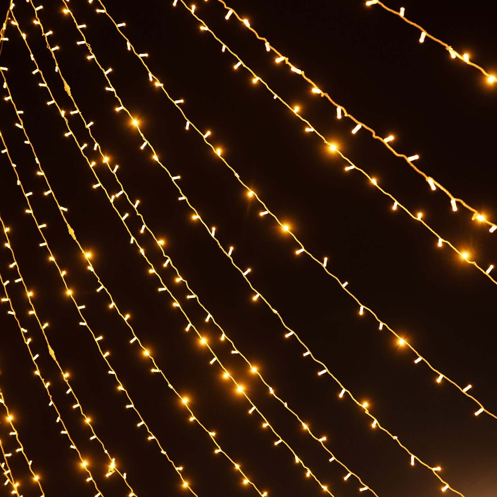 Warm White 600 LED Curtain String Lights with 8 Modes & Inline Memory Controller, Plug In Connectable Twinkle Fairy Lights - 10ft x 20ft - Image 2