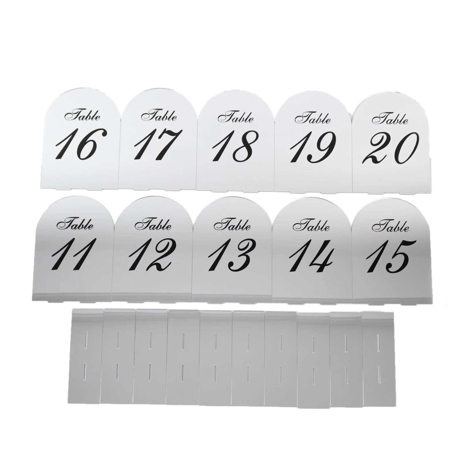 Wedding Table Numbers 11-20 – Silver Mirror Arch Acrylic with Black Print & Stands for Elegant Receptions - 6"x7" - Image 6