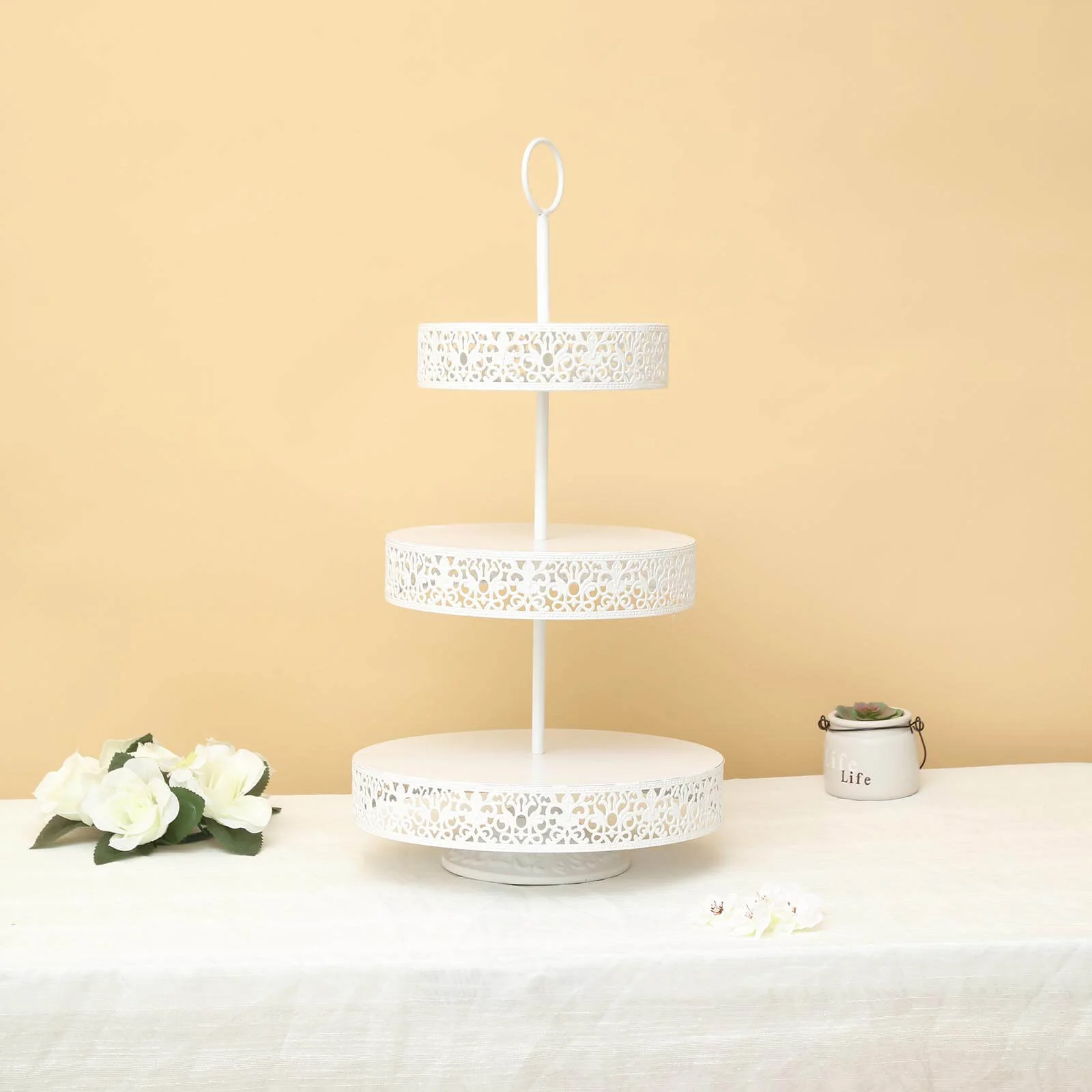 Metal Cupcake Stand 23" 3-Tier Reversible Design White - Dessert Holder and Serving Tray - Image 6