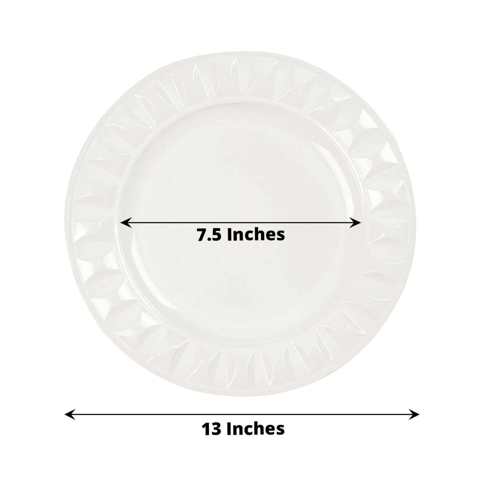 6-Pack Plastic Charger Plates 13" Round White Bejeweled Rim - Luxe Decorative Dinner Party Charger Tableware - Image 3