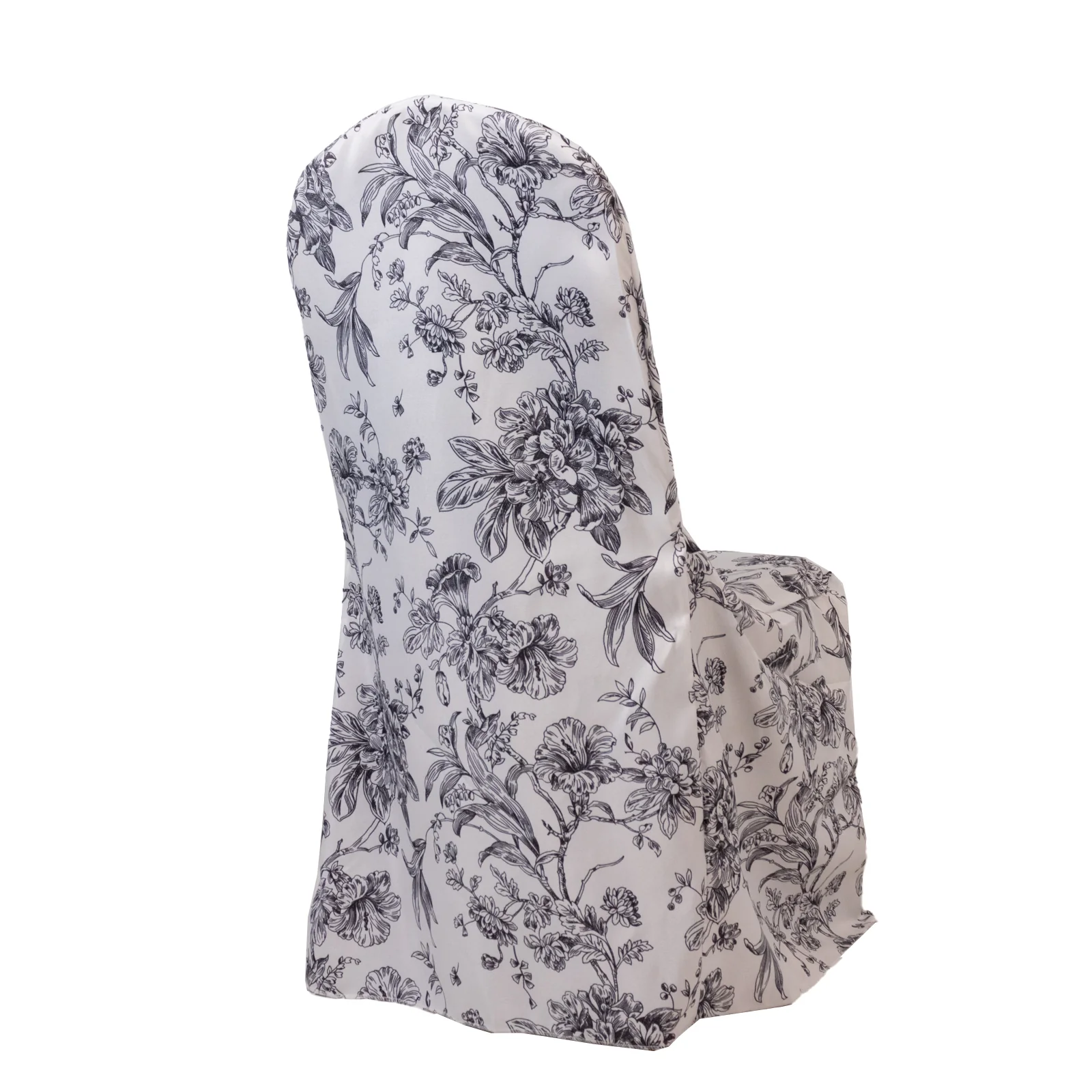 10 Pack Polyester Banquet Chair Covers – White Black French Toile Pattern, Reusable Stain-Resistant Slip-On Slipcovers - Image 6