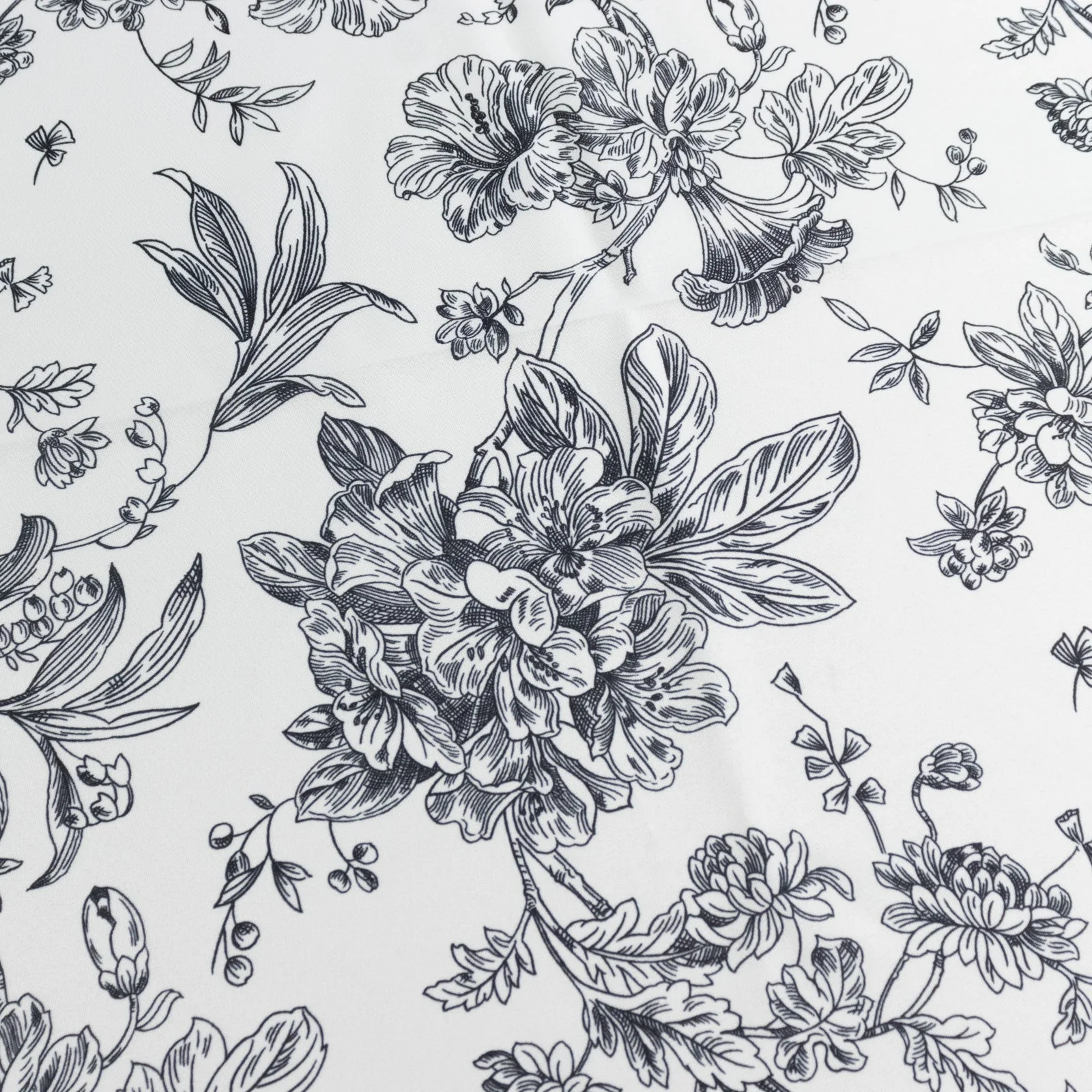 Polyester Rectangular Tablecloth 60"x102" White with Black French Toile Pattern - Sophisticated Table Cover for Chic Weddings & Events - Image 6