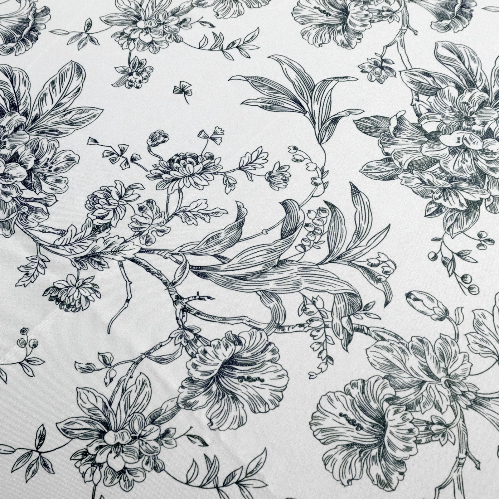 Polyester Rectangular Tablecloth 90"x156" White with Black French Toile Pattern - Sophisticated Seamless Table Cover for Chic Weddings & Events - Image 6