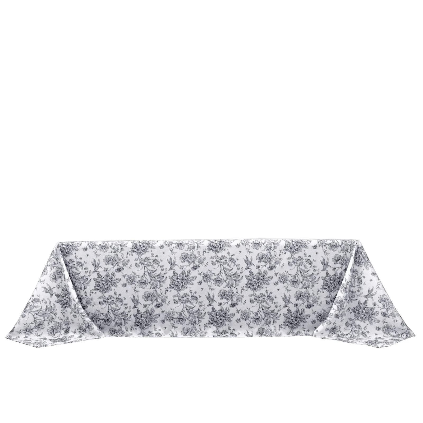 Polyester Rectangular Tablecloth 90"x156" White with Black French Toile Pattern - Sophisticated Seamless Table Cover for Chic Weddings & Events - Image 7
