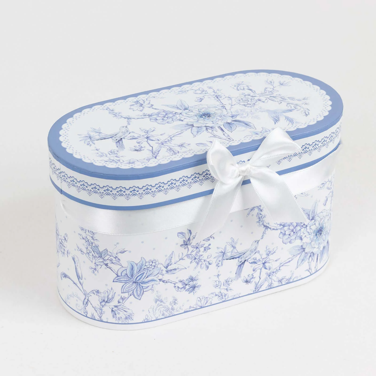 White Blue French Toile Bridal Shower Gift Set, 2 Pack Porcelain Coffee Mugs With Matching Keepsake Gift Box and Satin Ribbon Handle - Image 10