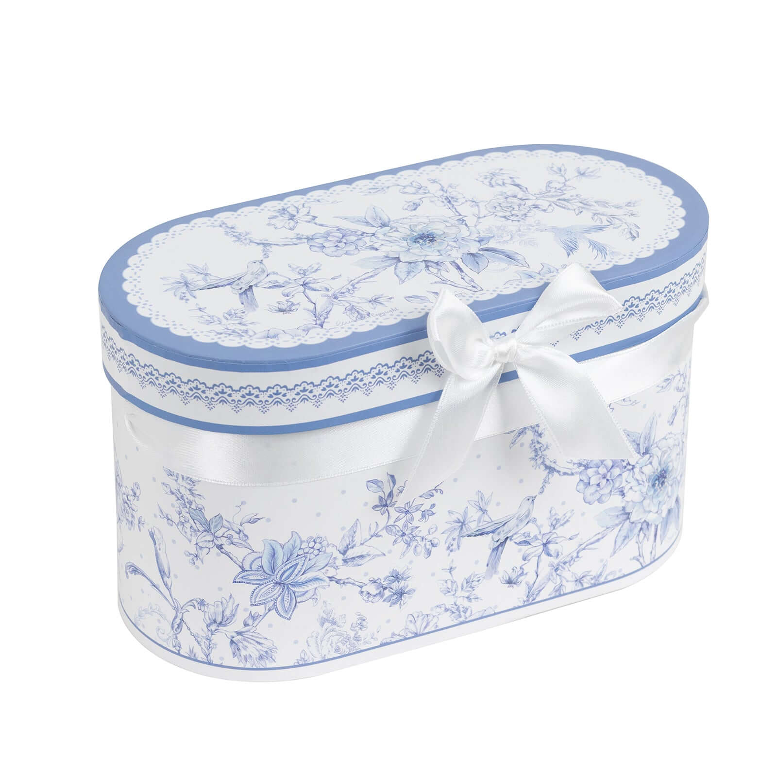 White Blue French Toile Bridal Shower Gift Set, 2 Pack Porcelain Coffee Mugs With Matching Keepsake Gift Box and Satin Ribbon Handle - Image 11