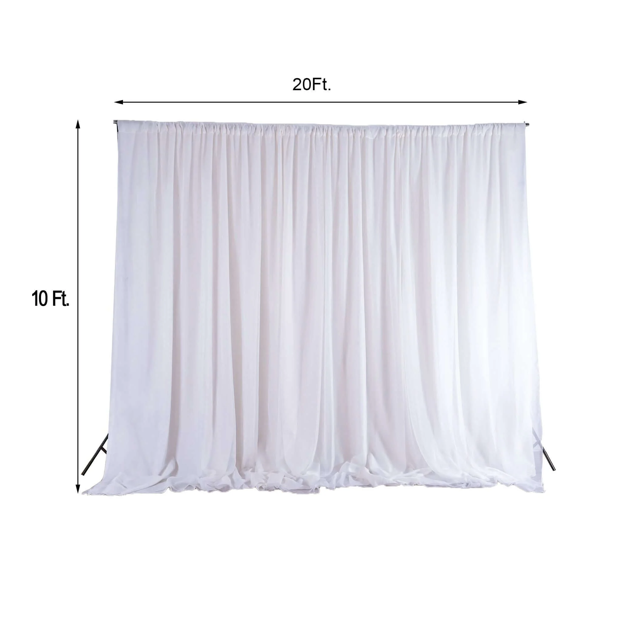 White Chiffon Polyester Backdrop Drape  Curtain, Dual Layer Event Divider Panel with Rod Pockets - 20ftx10ft - Image 3