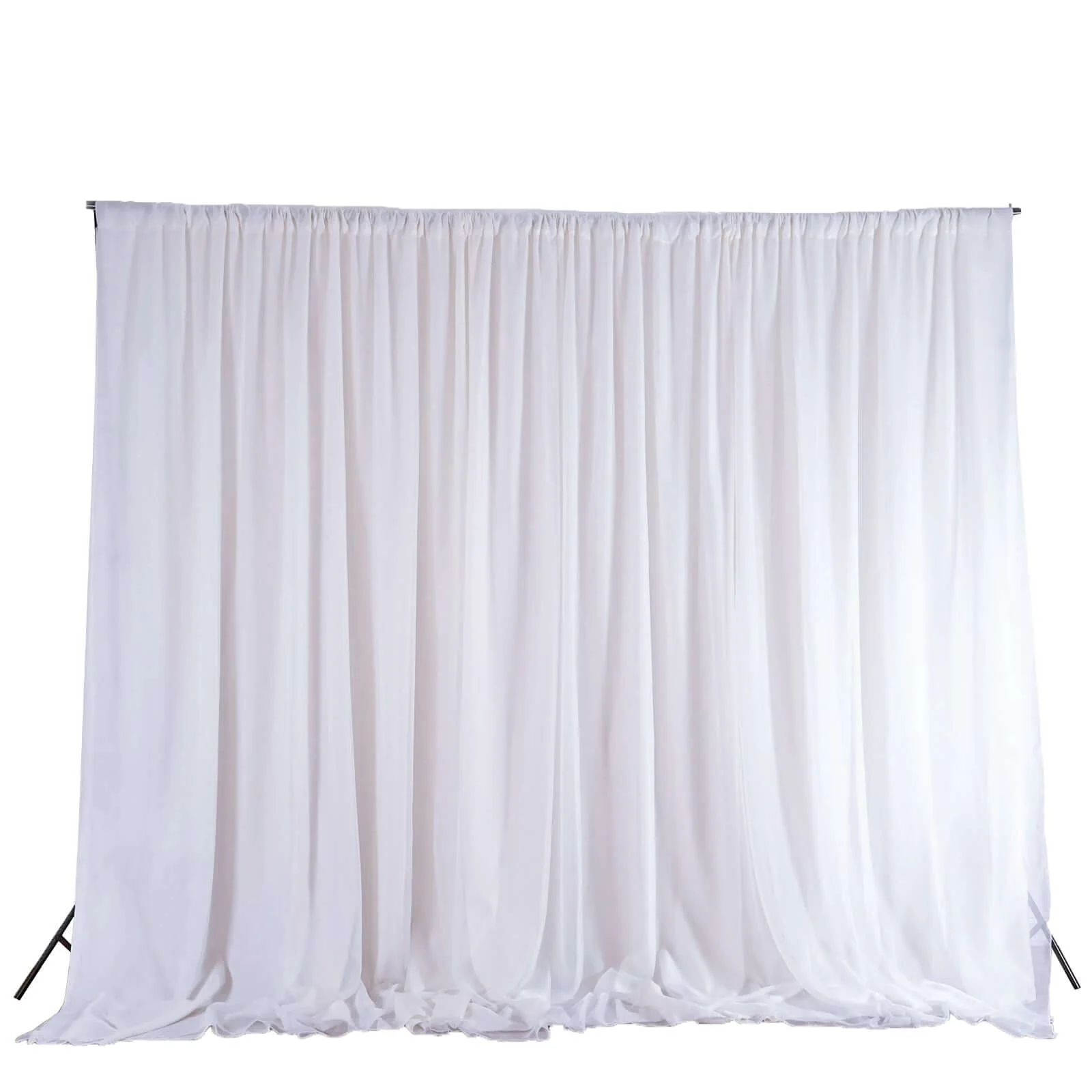 White Chiffon Polyester Backdrop Drape  Curtain, Dual Layer Event Divider Panel with Rod Pockets - 20ftx10ft - Image 6
