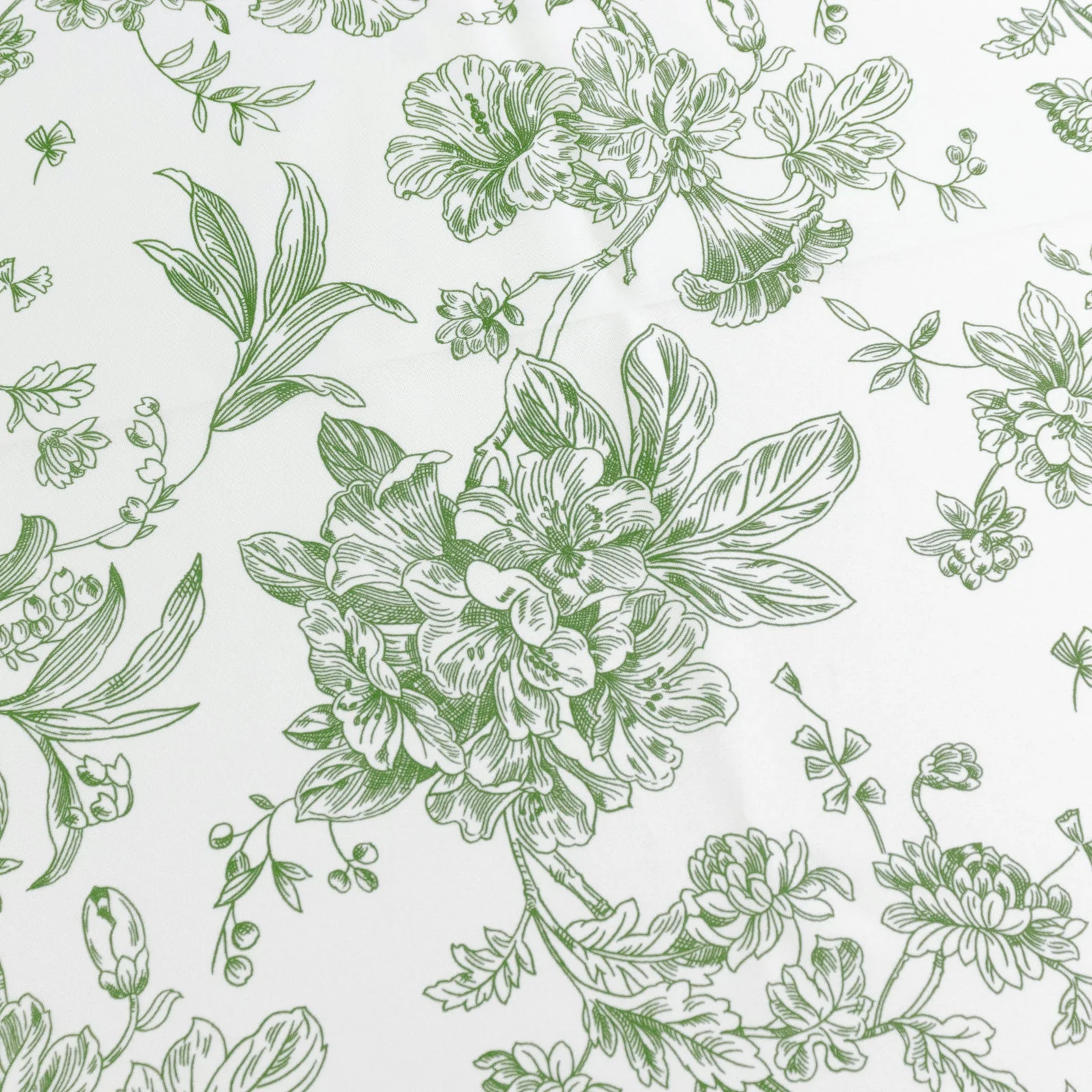 Polyester Rectangular Tablecloth 60"x102" White with Dusty Sage Green French Toile Pattern - Sophisticated Table Cover for Chic Weddings & Events - Image 6